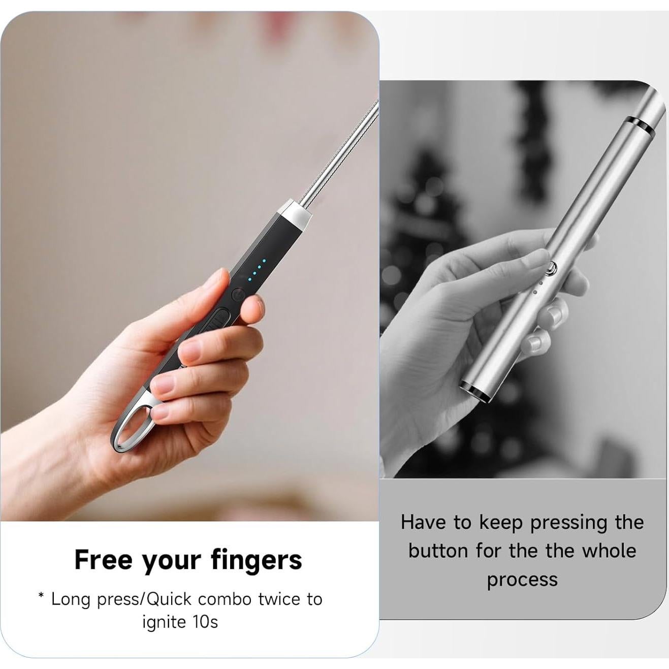 Encendedor Eléctrico PALTECE Largo Recargable USB-C 360° Negro