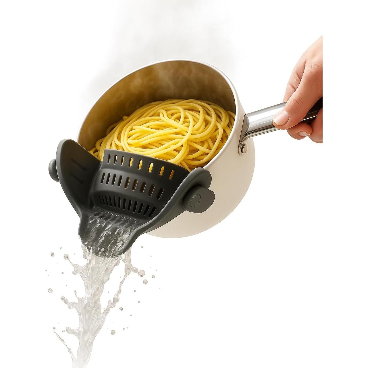 Colador Clip-On Blooming Sea Gris - Resistente al Calor y Apto para Lavavajillas