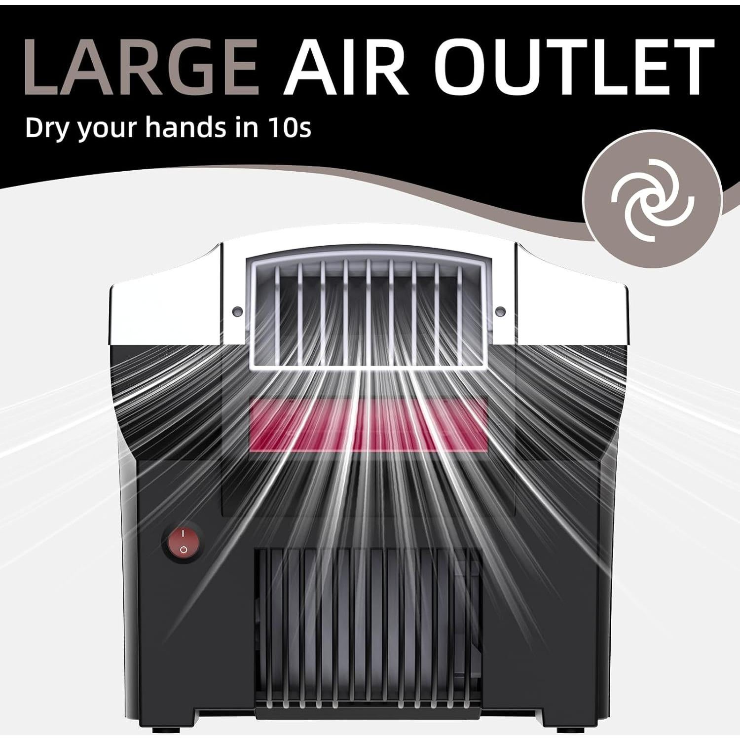 Secador de Manos Eléctrico Compacto ZHEJIANG 1800W Negro