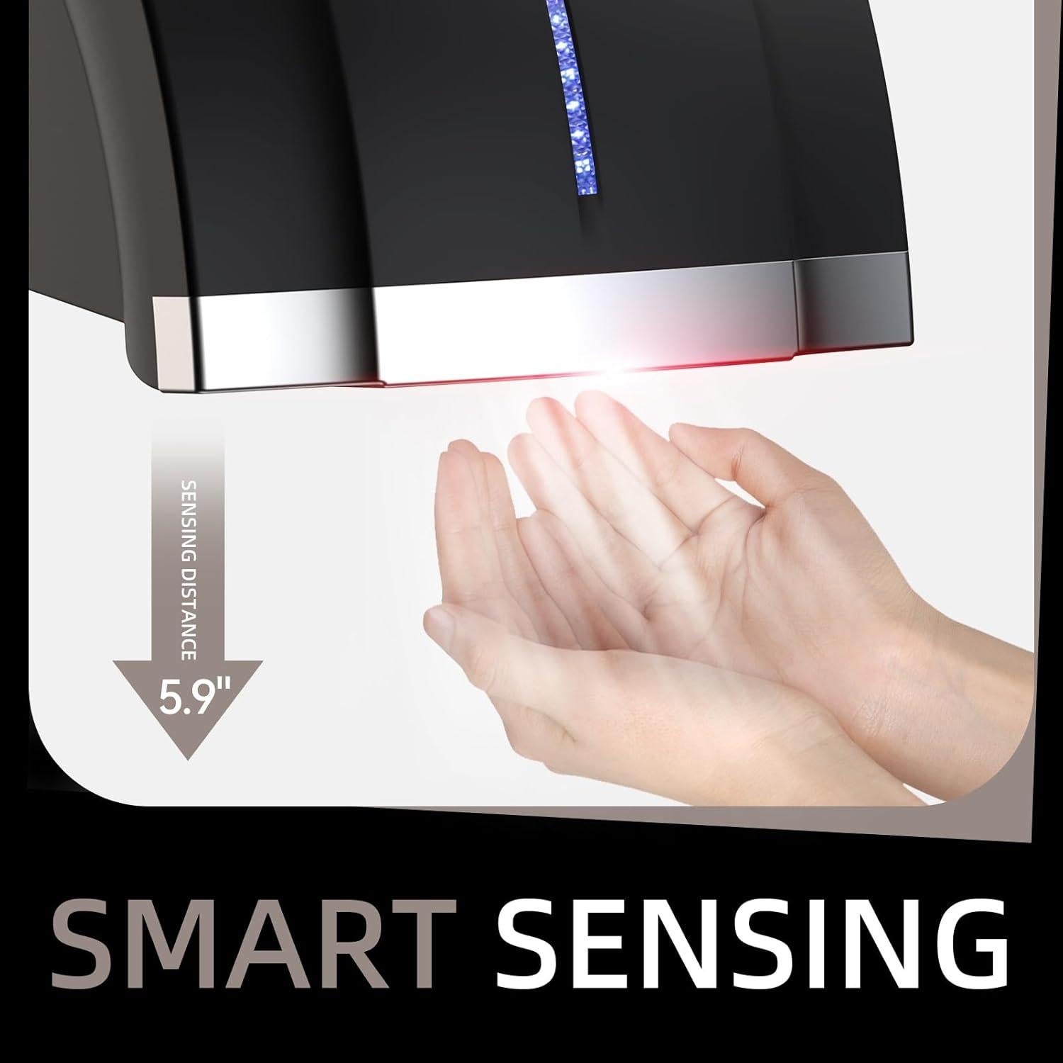 Secador de Manos Eléctrico Compacto ZHEJIANG 1800W Negro