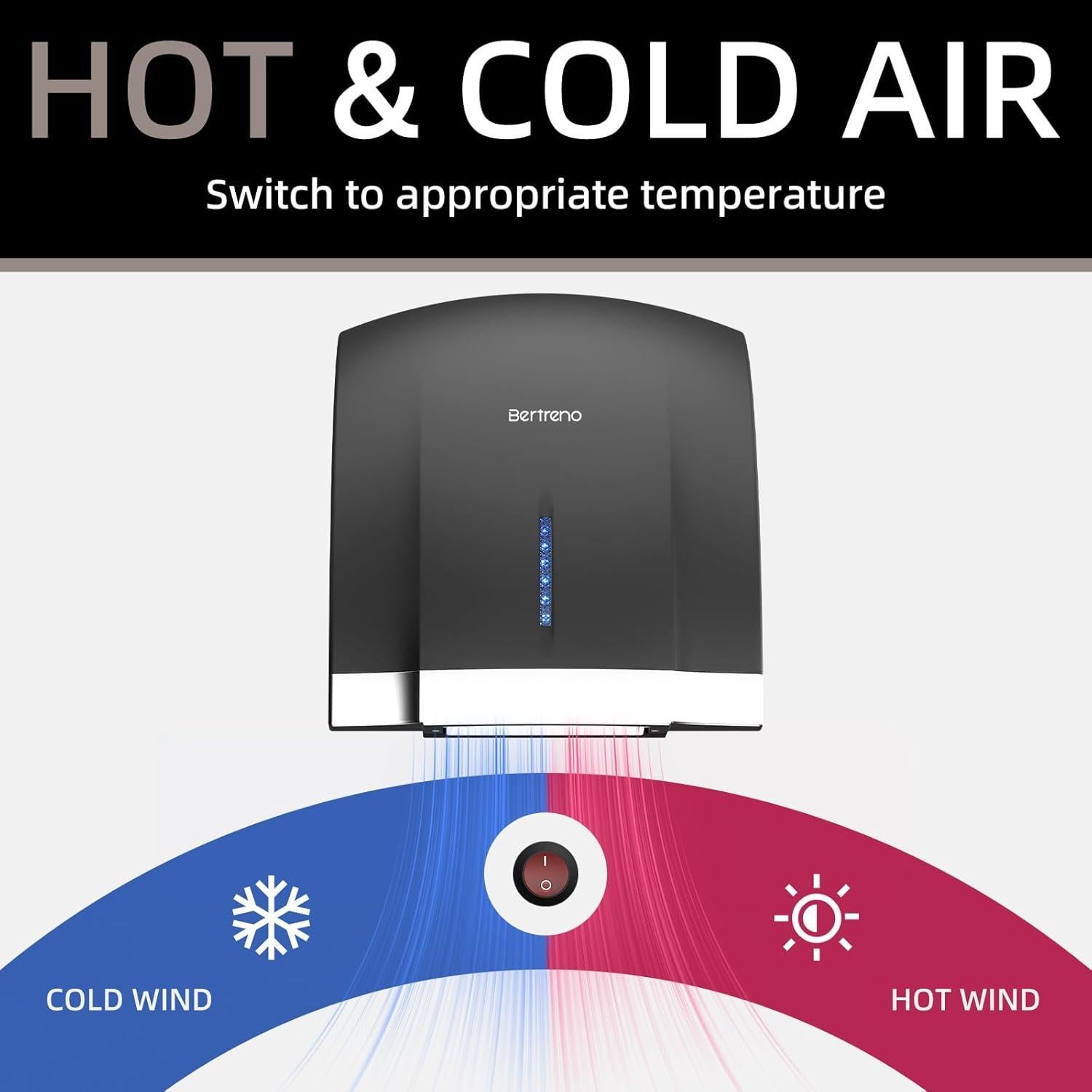 Secador de Manos Eléctrico Compacto ZHEJIANG 1800W Negro