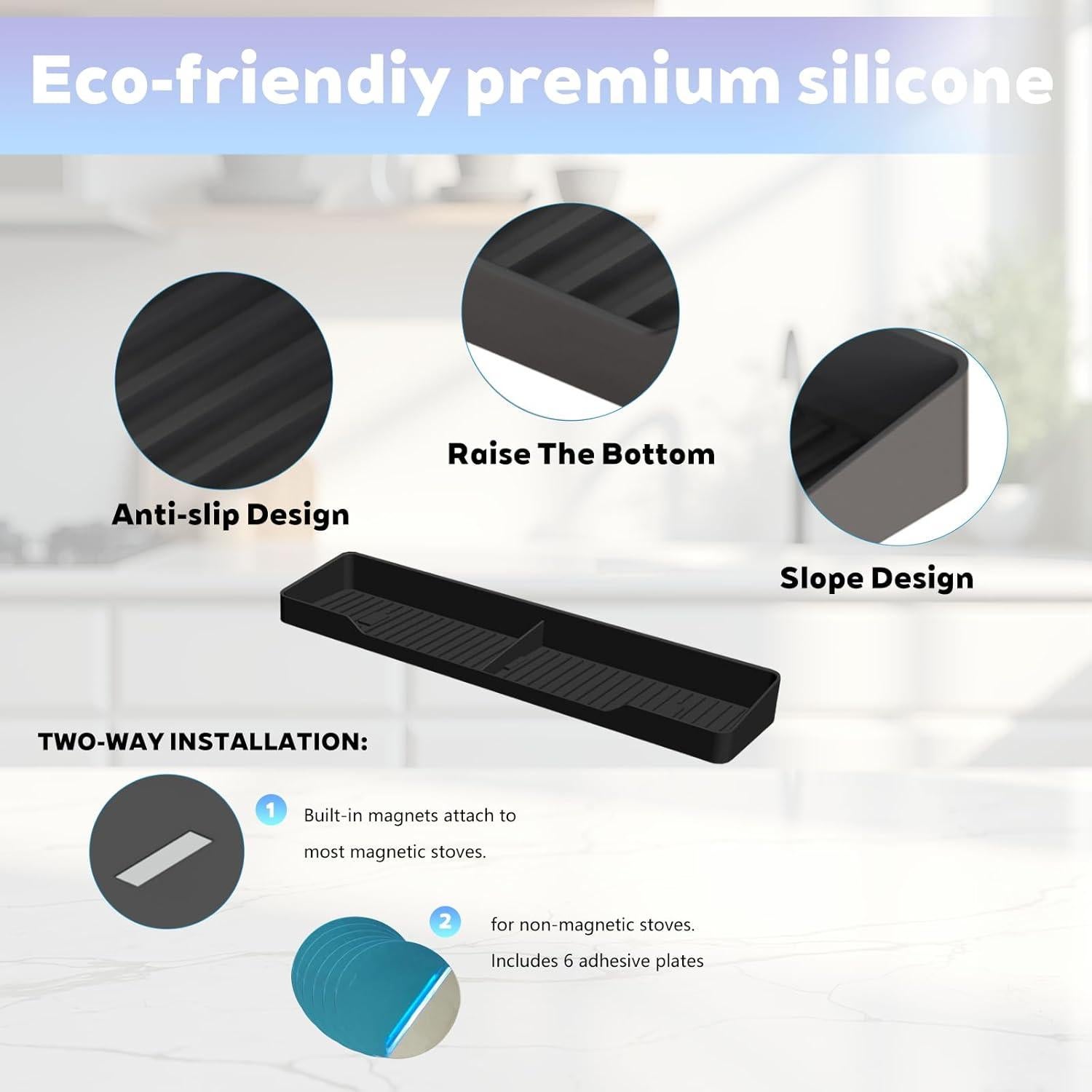 Estante Magnético de Silicona Pukaock 38x9.5 cm para Cocina