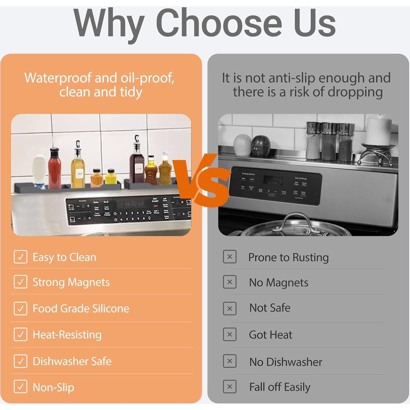 Estante Magnético de Silicona Pukaock 38x9.5 cm para Cocina