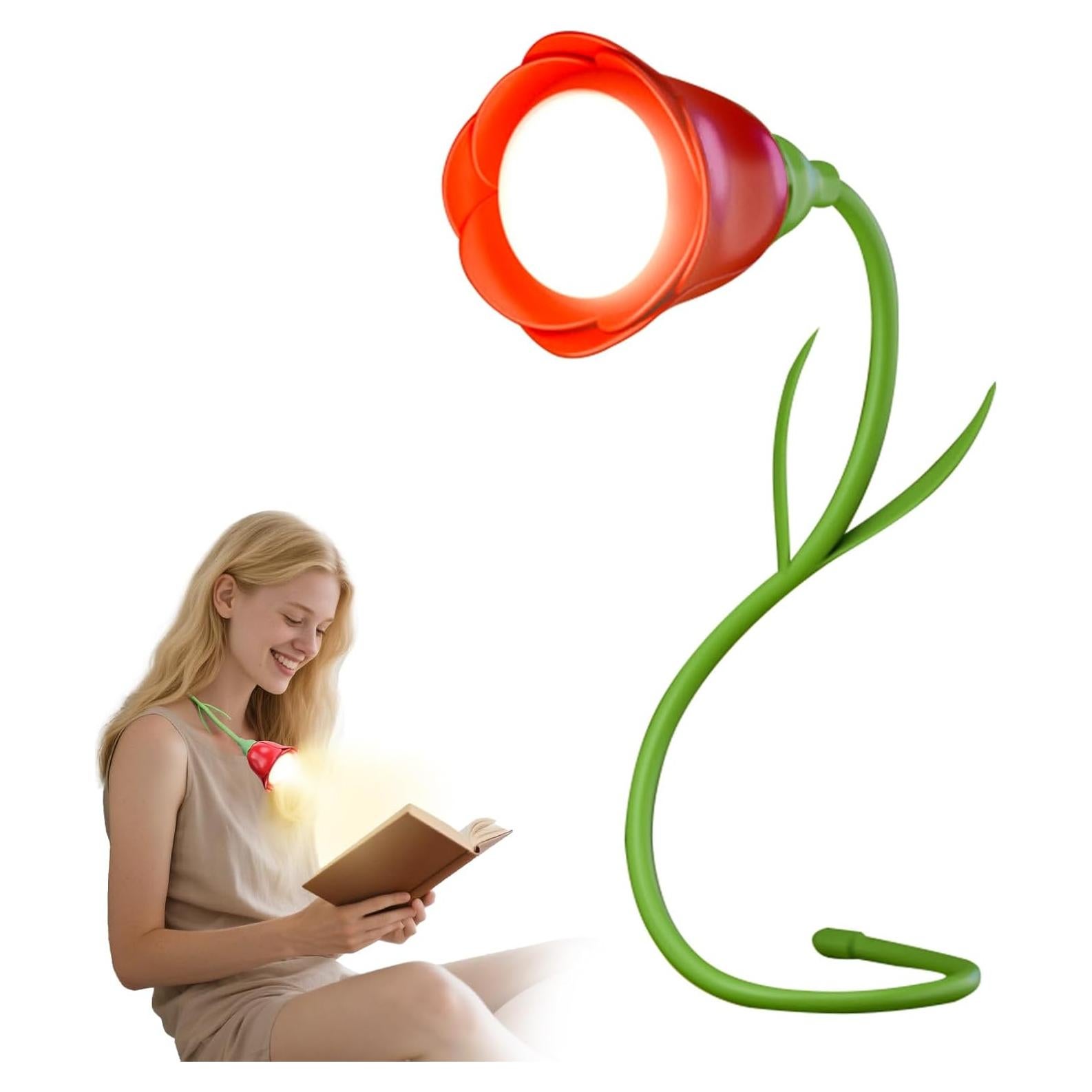 Lámpara de Libro ONXE Rosa Flexible USB-C 3 Modos 43 cm