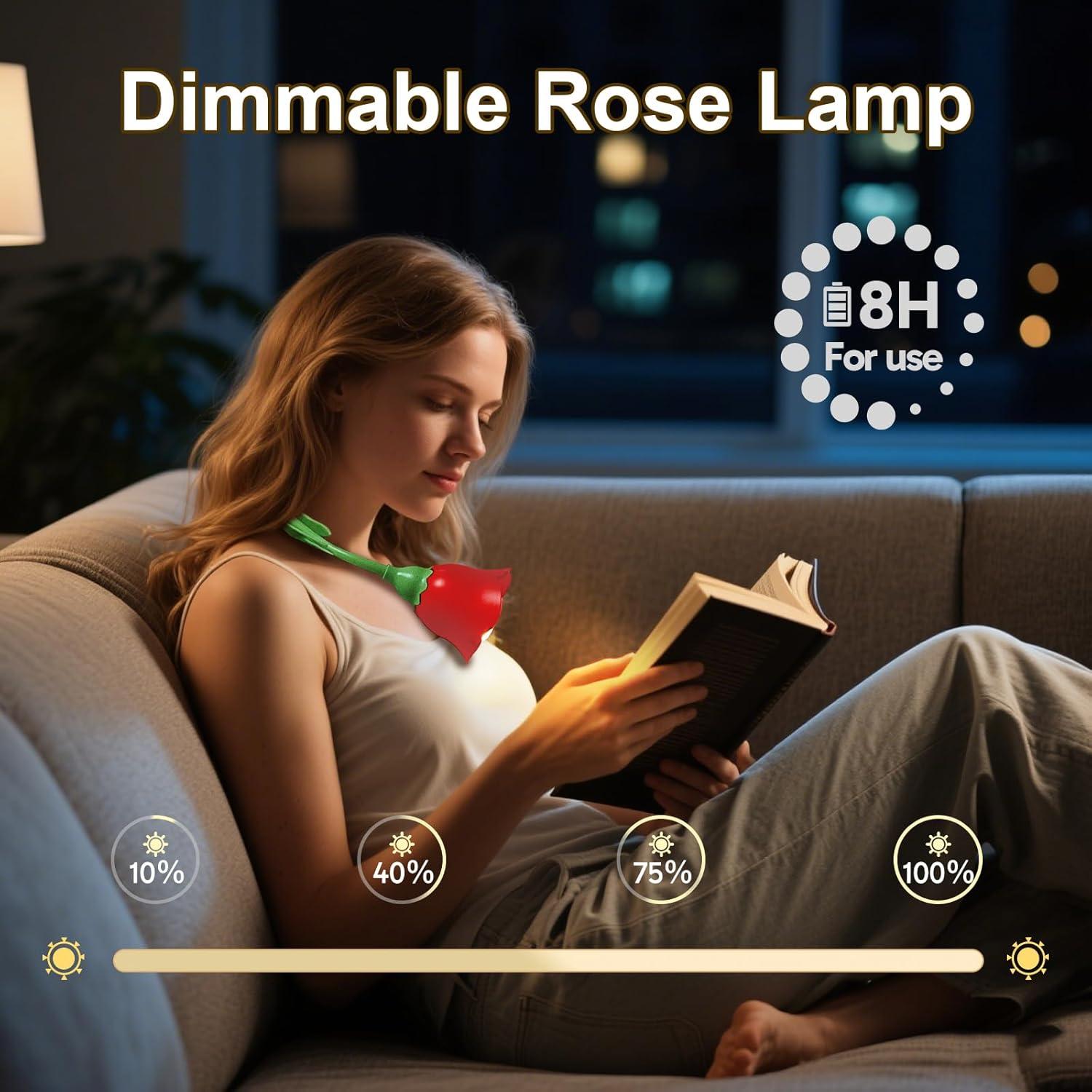 Lámpara de Libro ONXE Rosa Flexible USB-C 3 Modos 43 cm