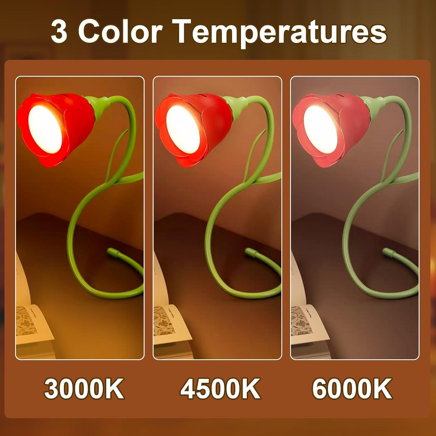 Lámpara de Libro ONXE Rosa Flexible USB-C 3 Modos 43 cm