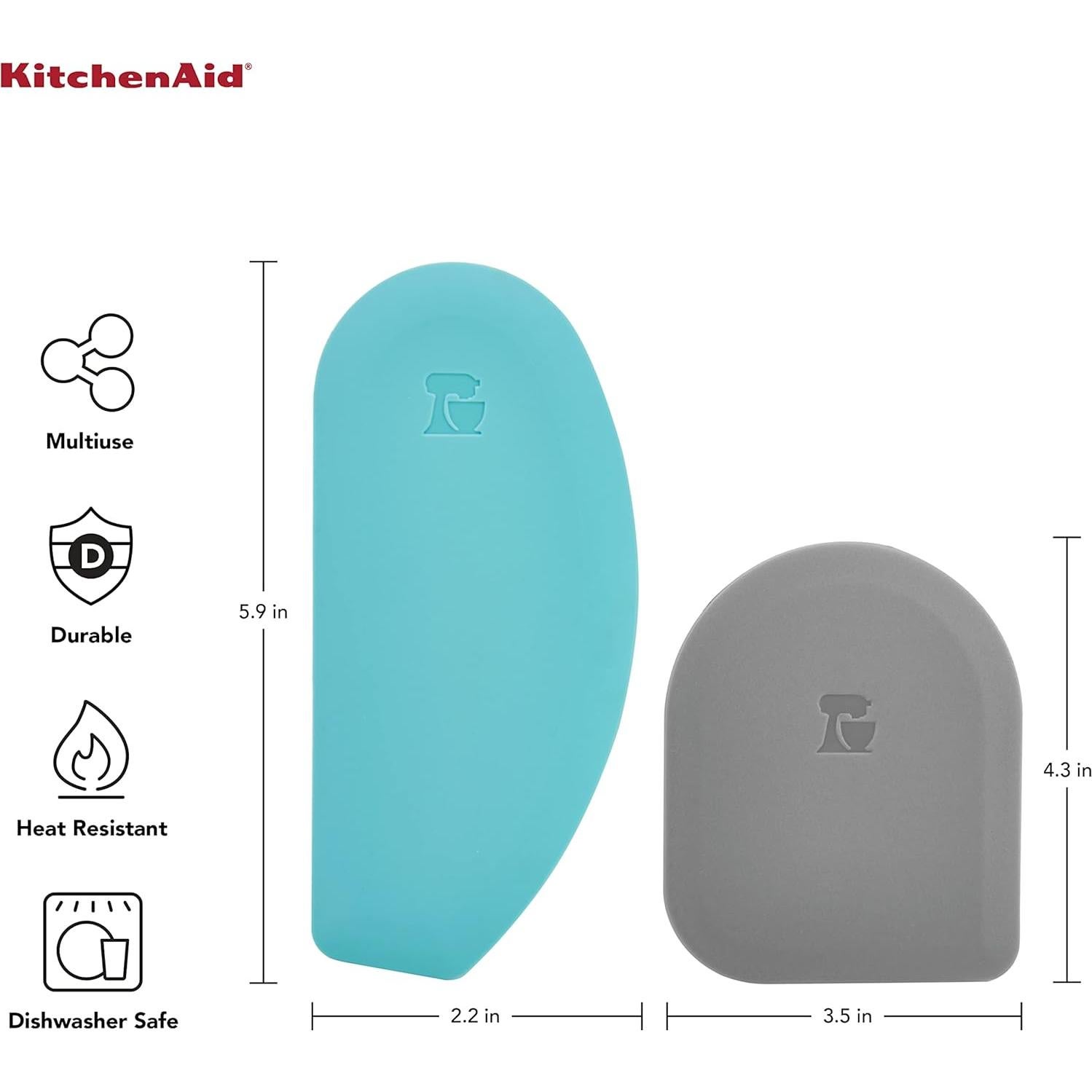 Set de 2 Raspadores de Tazón KitchenAid Silicona Aqua Sky y Gris