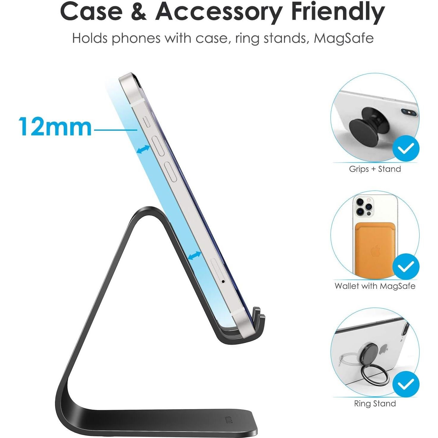 Soporte para Teléfono Celular Aluminio OMOTON C1 Negro