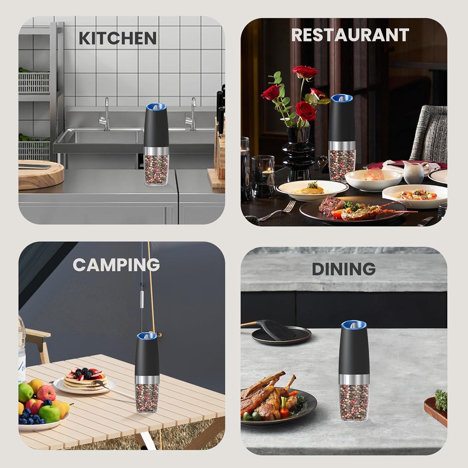 Juego de Molinillos Automáticos de Sal y Pimienta BELRIGO Negro