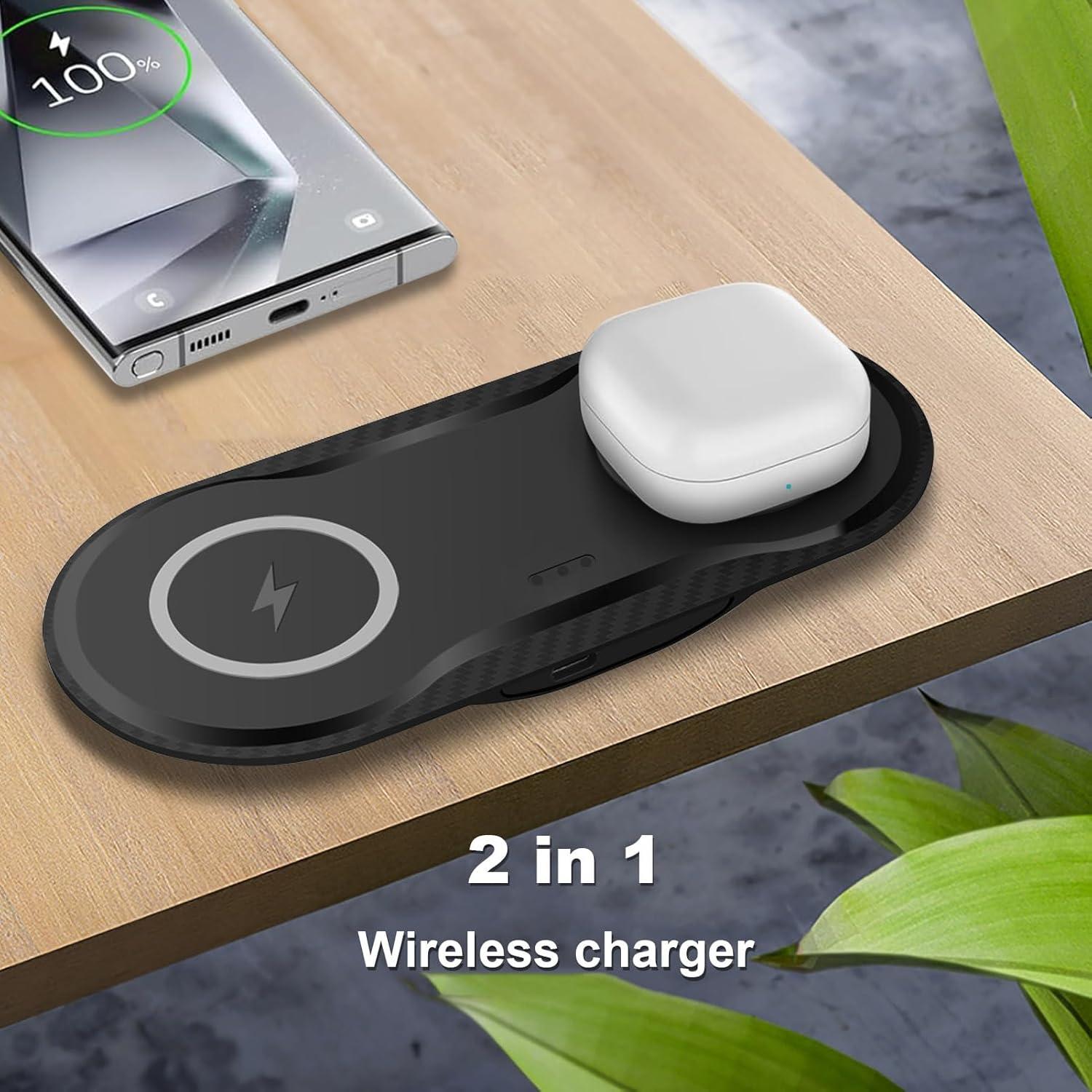 Almohadilla de Carga Inalámbrica 20W PDKUAI Doble Rápida Negro