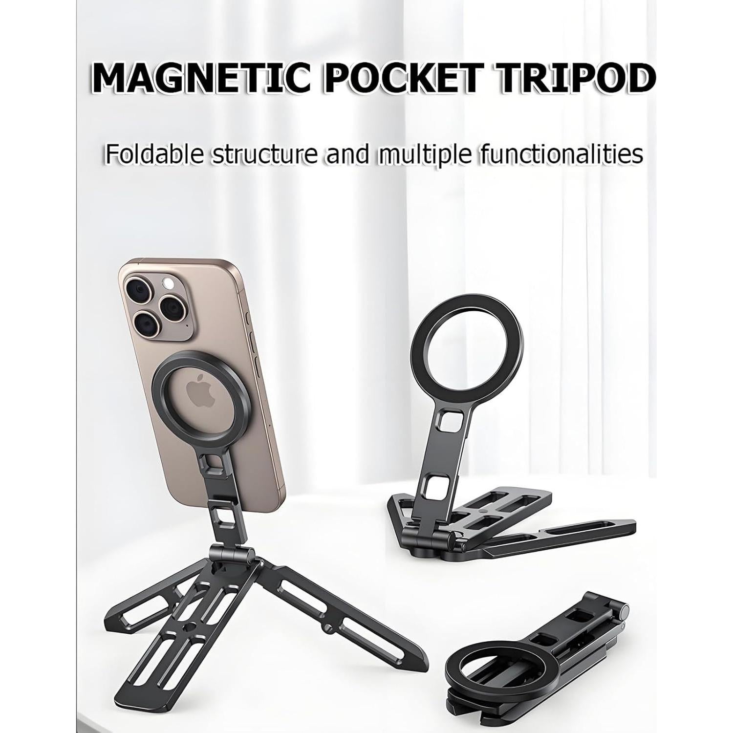 Trípode Magnético CBDYWVR para iPhone 12-16 Pro Max Doble Cara