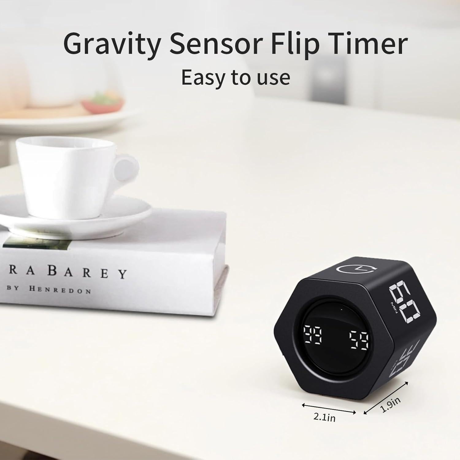 Temporizador Pomodoro LUCKYTIME Cubo Hexagonal Negro 1-60 Min