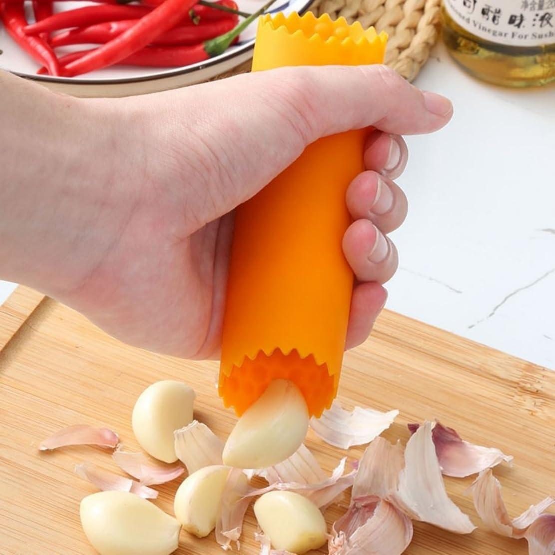 Pelador de Ajo WHTCHSU de Silicona Rojo y Naranja - 4 Piezas