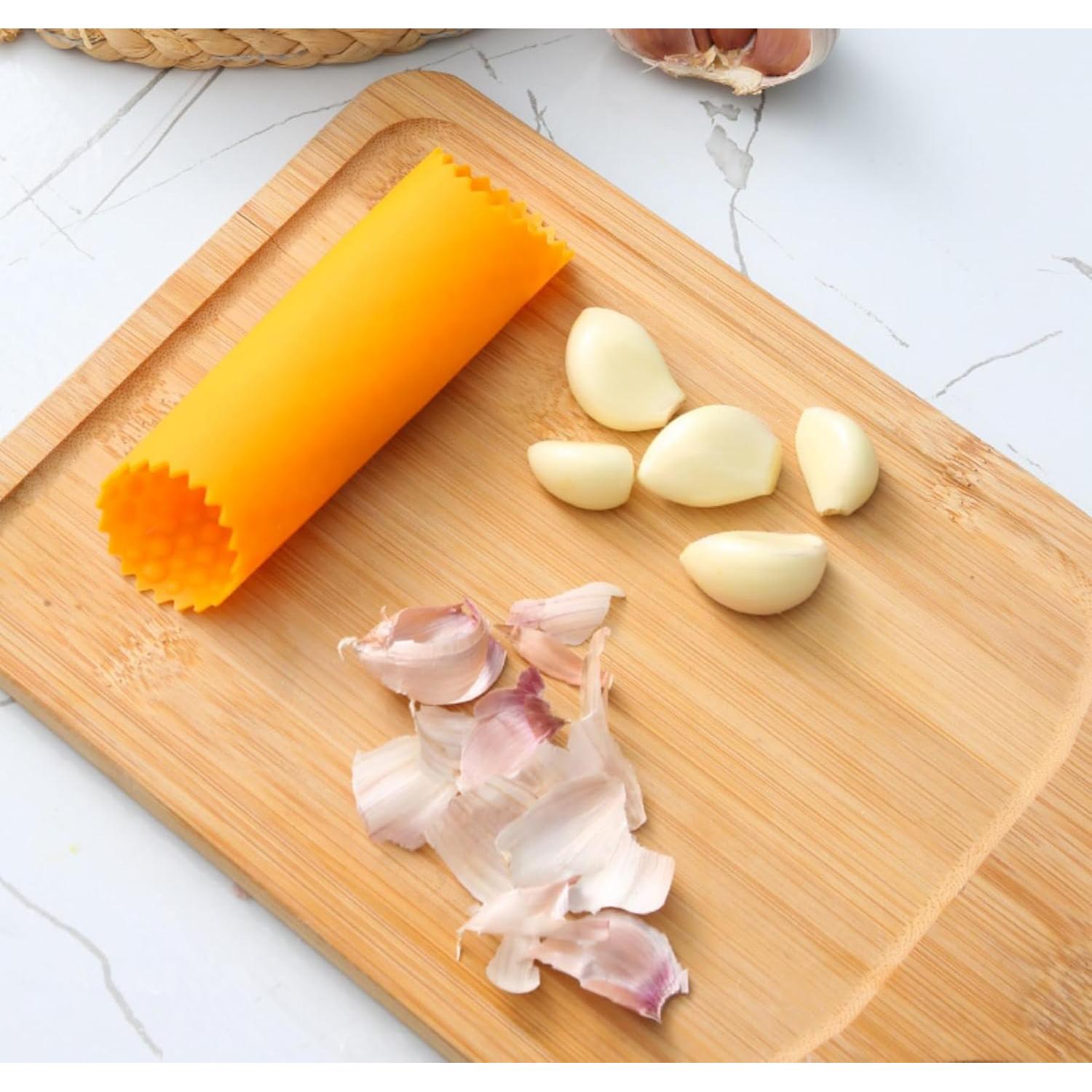 Pelador de Ajo WHTCHSU de Silicona Rojo y Naranja - 4 Piezas