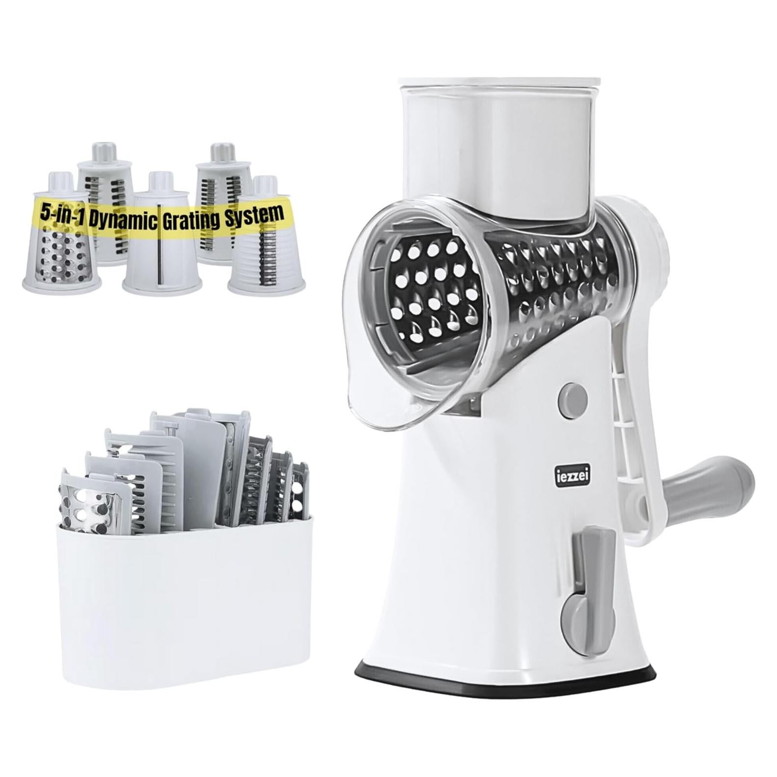 Rallador de Queso Rotatorio iezzei con 5 Cuchillas Inoxidable