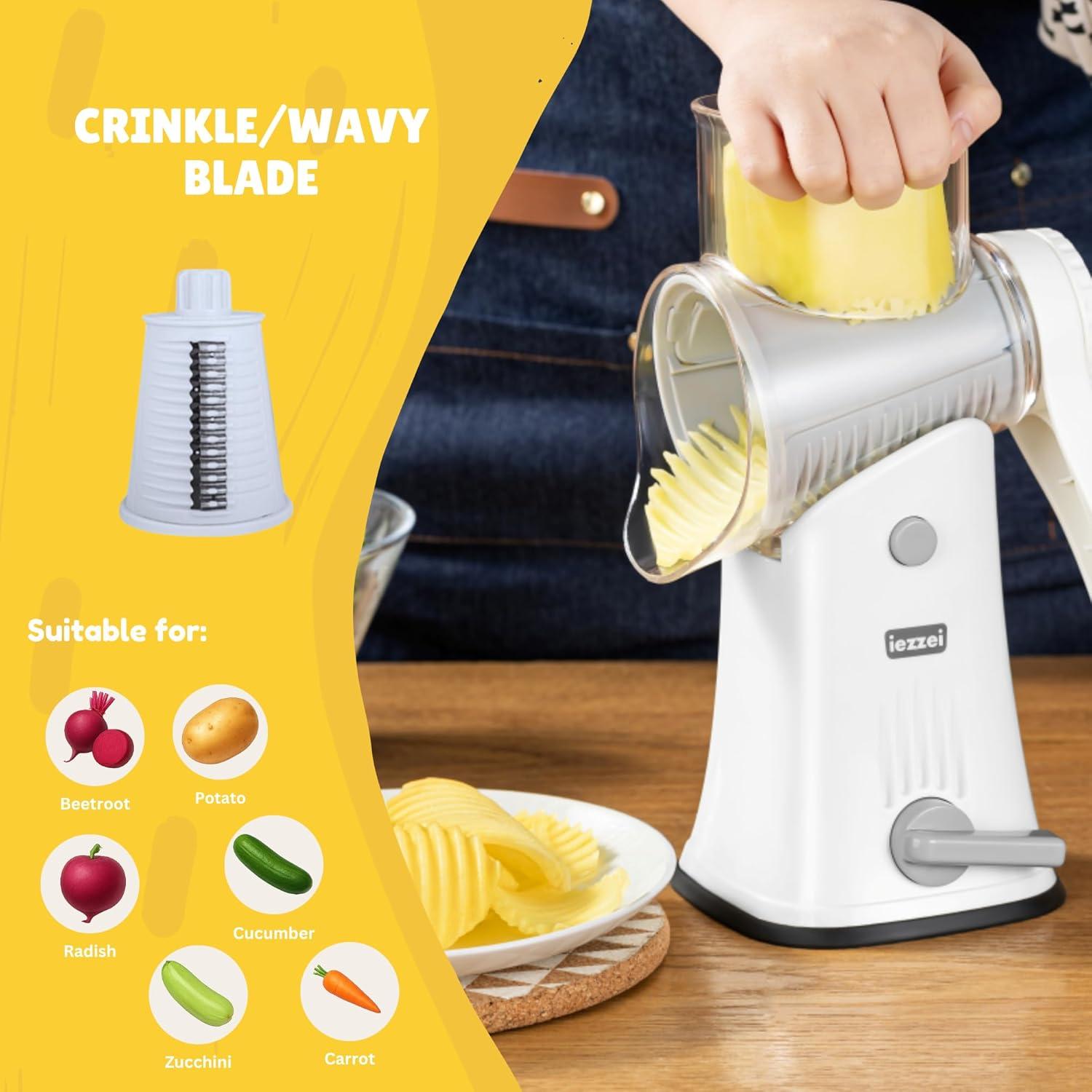 Rallador de Queso Rotatorio iezzei con 5 Cuchillas Inoxidable