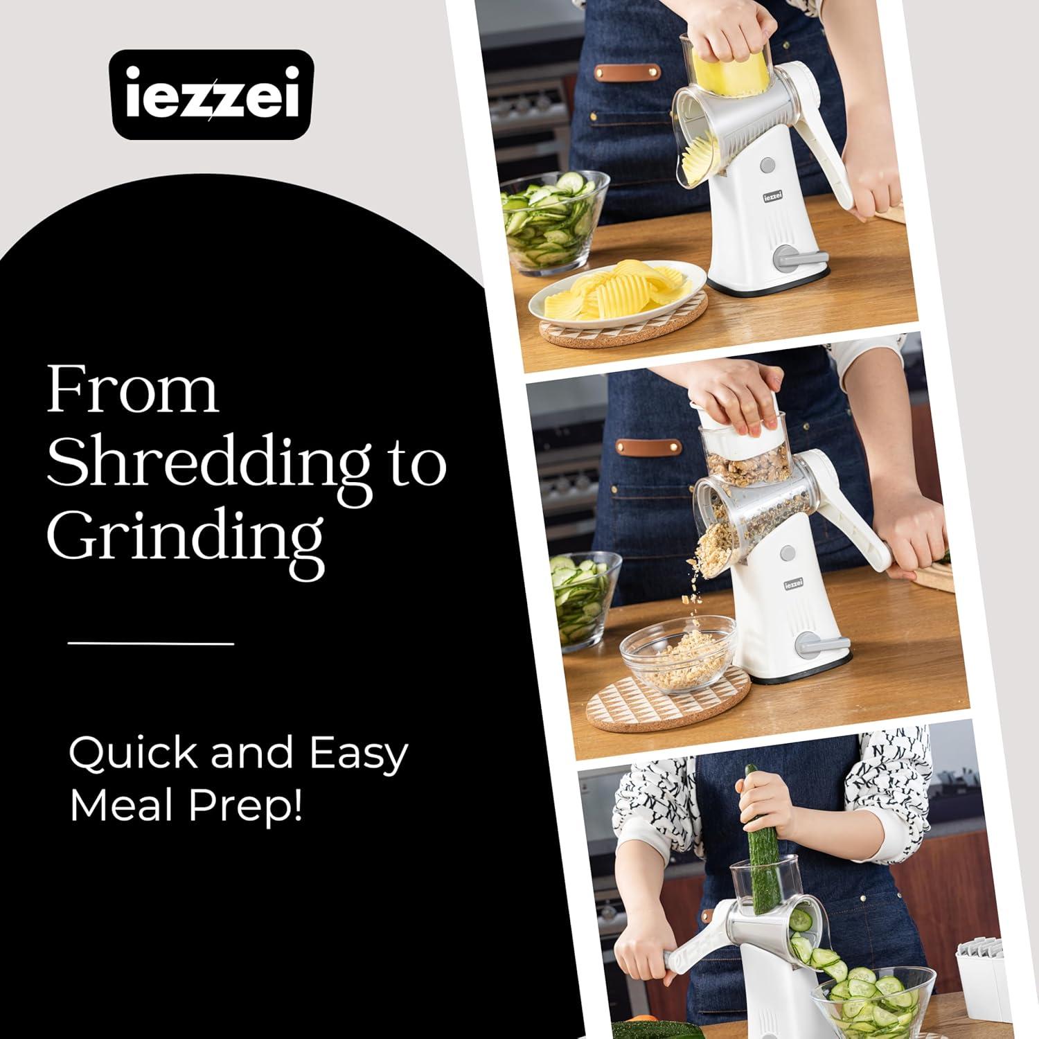 Rallador de Queso Rotatorio iezzei con 5 Cuchillas Inoxidable