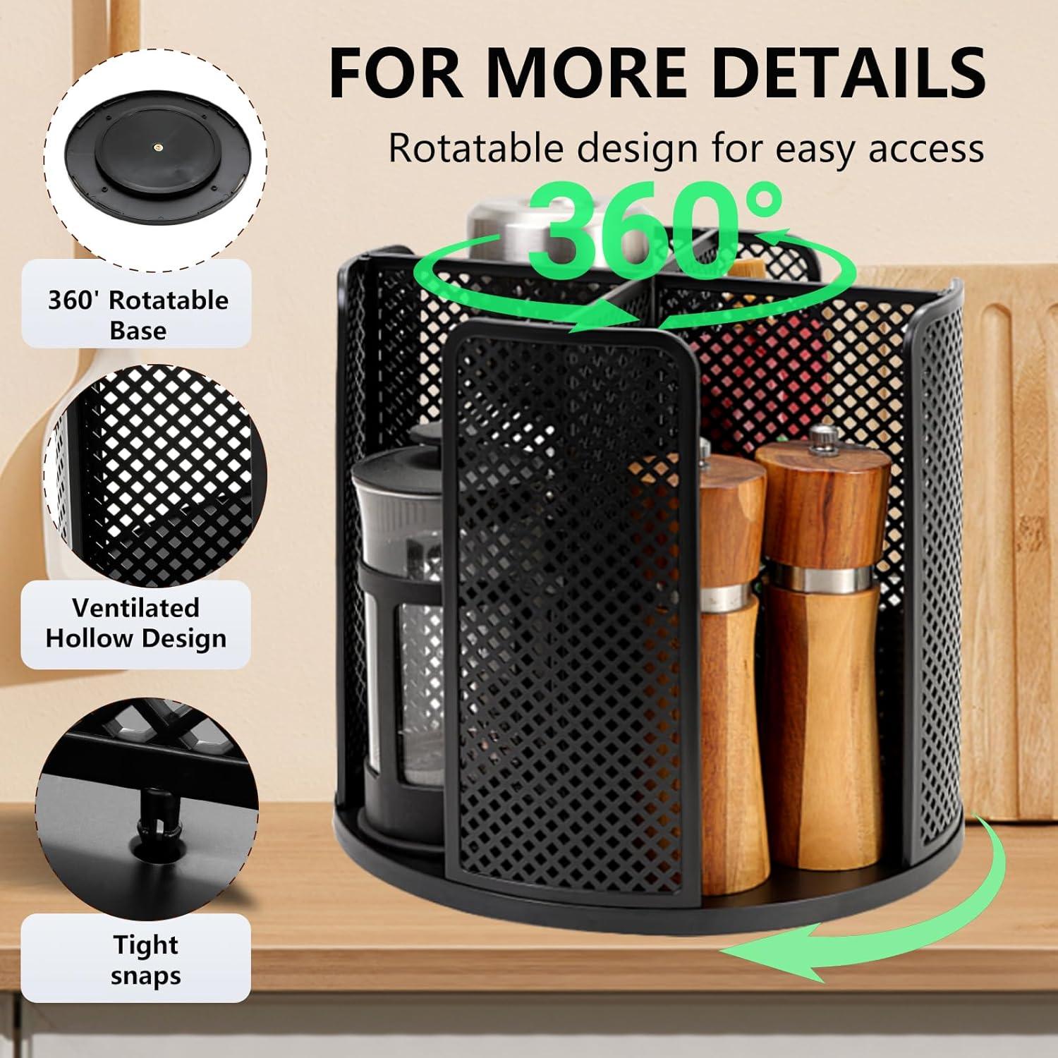 Dispensador Rotatorio de Tazas RQF Negro 4 Compartimentos 5-16oz