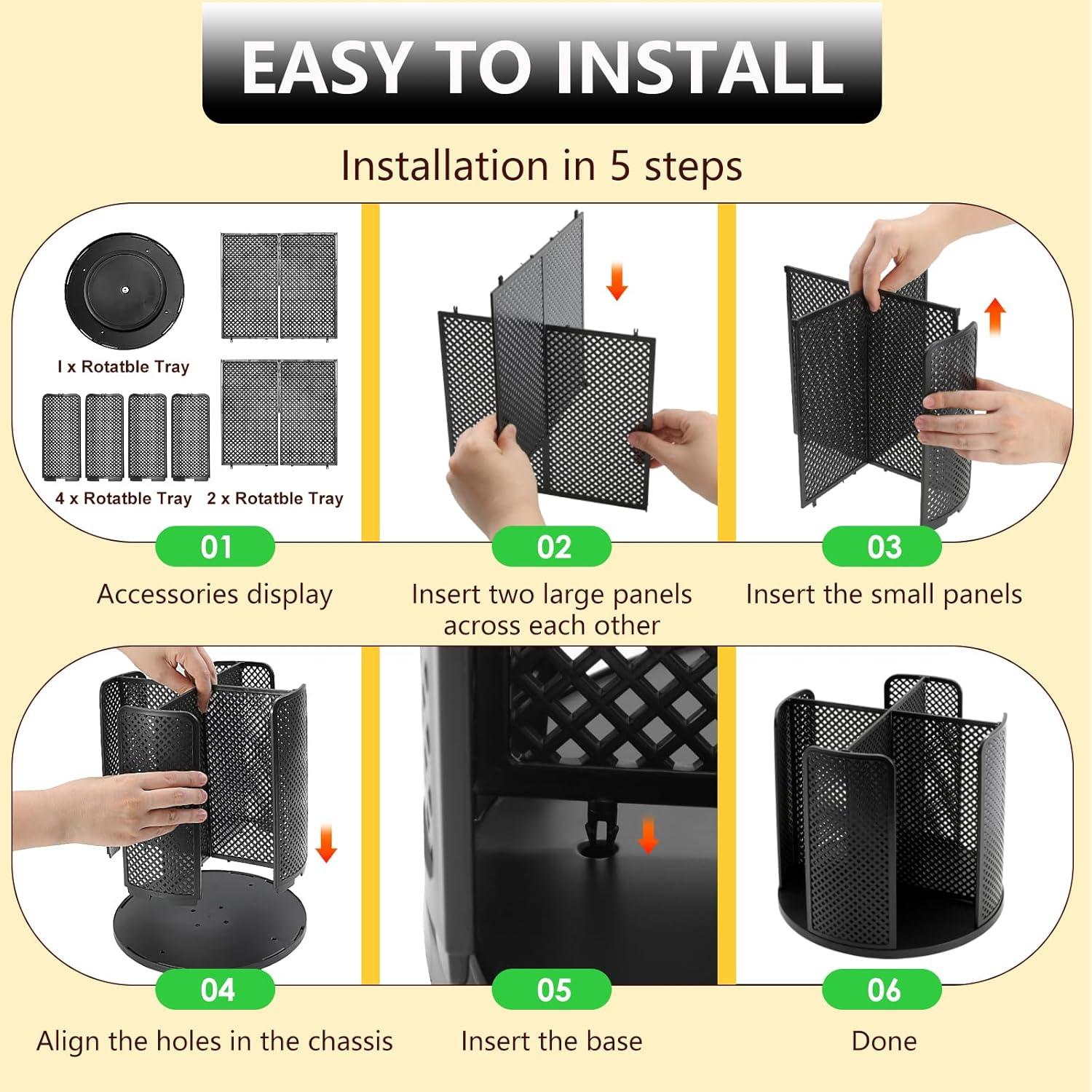 Dispensador Rotatorio de Tazas RQF Negro 4 Compartimentos 5-16oz