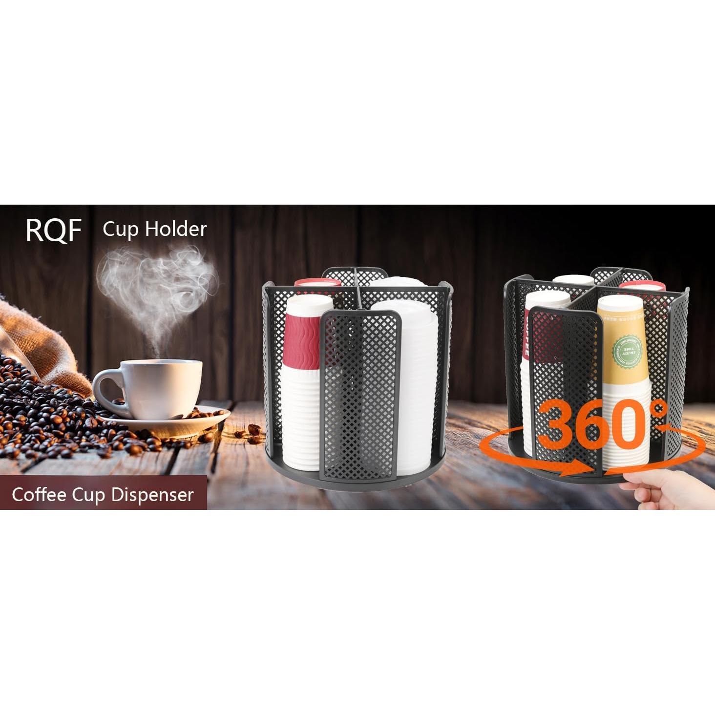 Dispensador Rotatorio de Tazas RQF Negro 4 Compartimentos 5-16oz