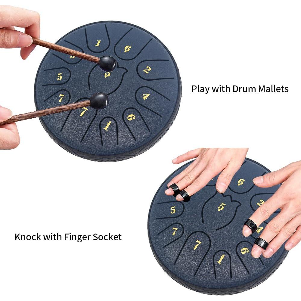 Tambor de Lluvia Yasisid de Acero 6" 11 Notas Azul