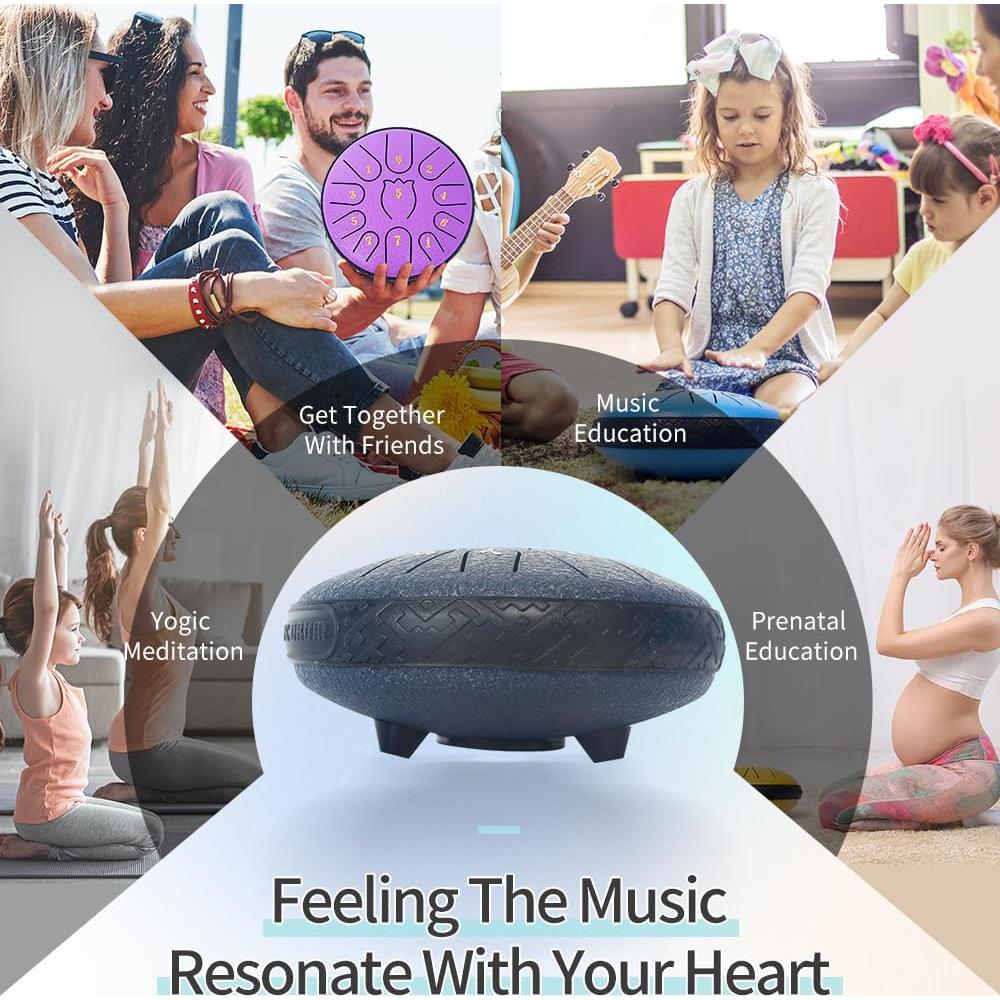 Tambor de Lluvia Yasisid de Acero 6" 11 Notas Azul