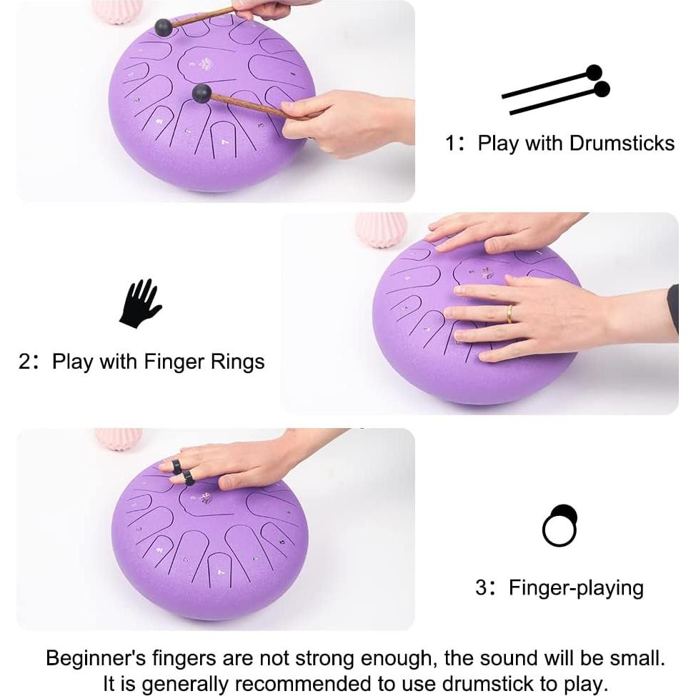 Tambor de Lengua de Acero Yasisid 30 cm 15 Notas Púrpura