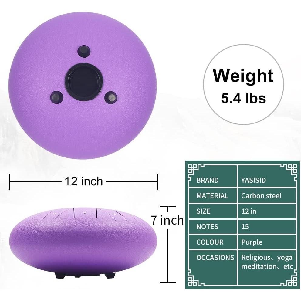 Tambor de Lengua de Acero Yasisid 30 cm 15 Notas Púrpura