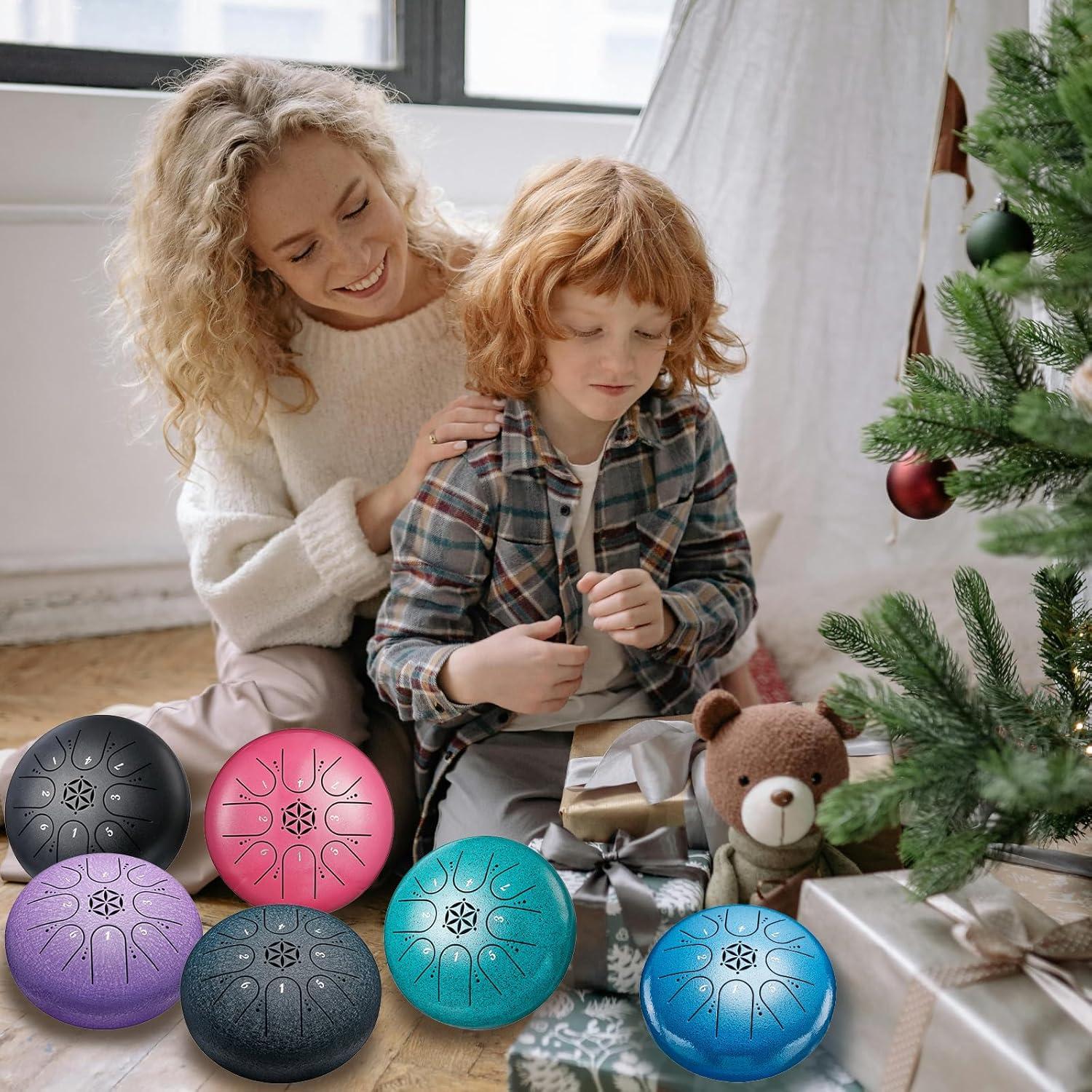 Tambor de Lengua de Acero PUJONI 15 cm 8 Notas Malaquita