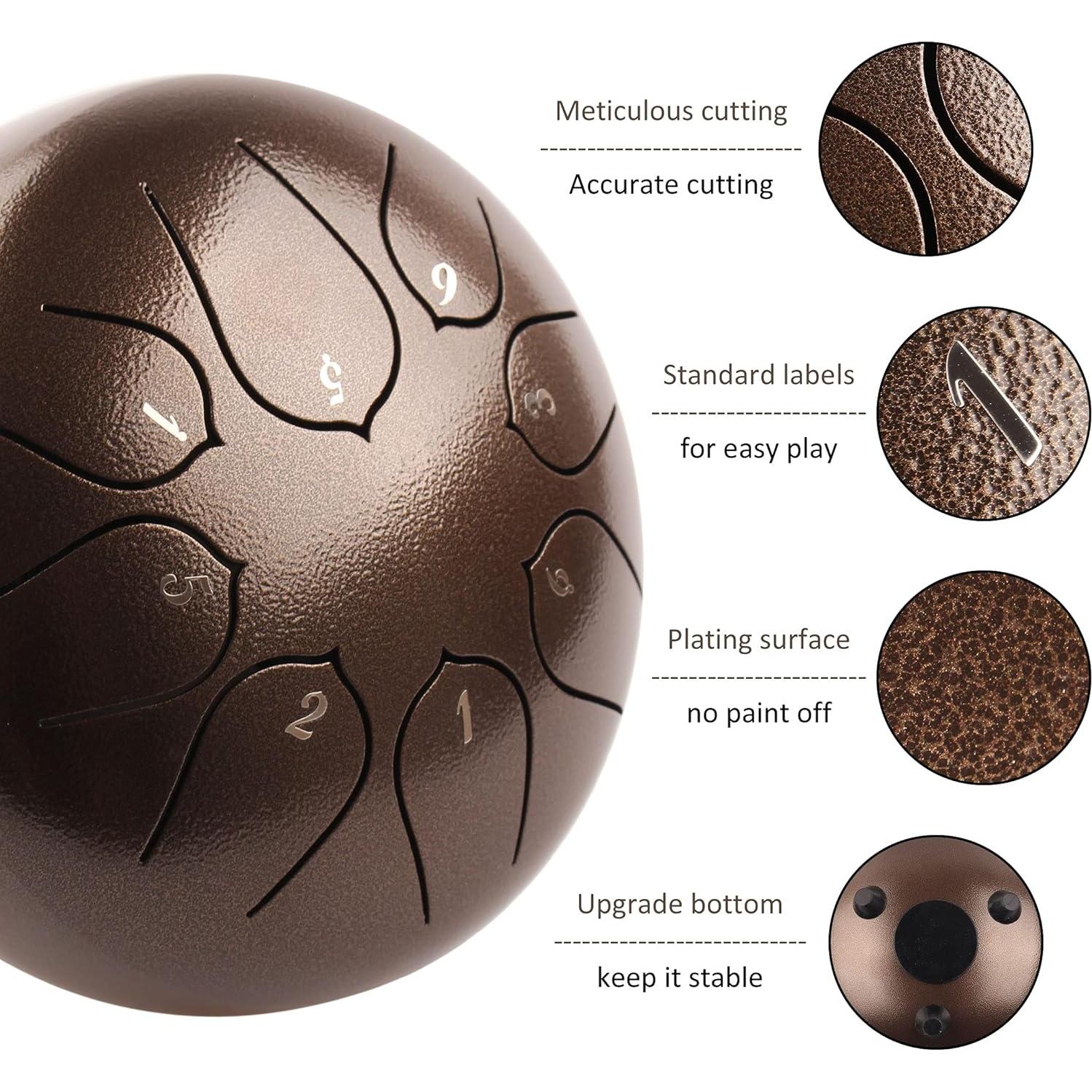 Tambor de Lluvia LOMUTY 6" Acero 8 Notas para Meditación