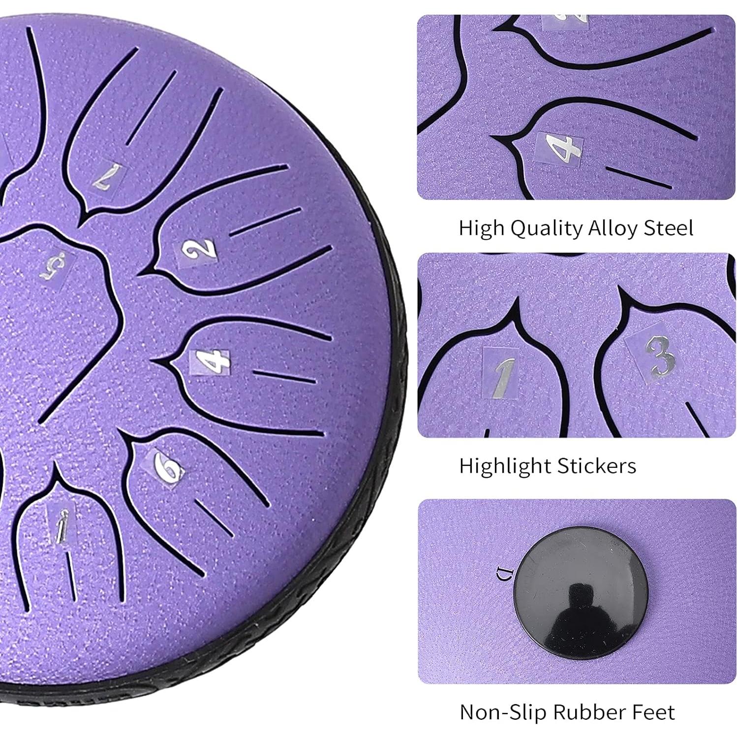 Tambor de Lengua de Acero Ubblove 11 Notas 15 cm Púrpura