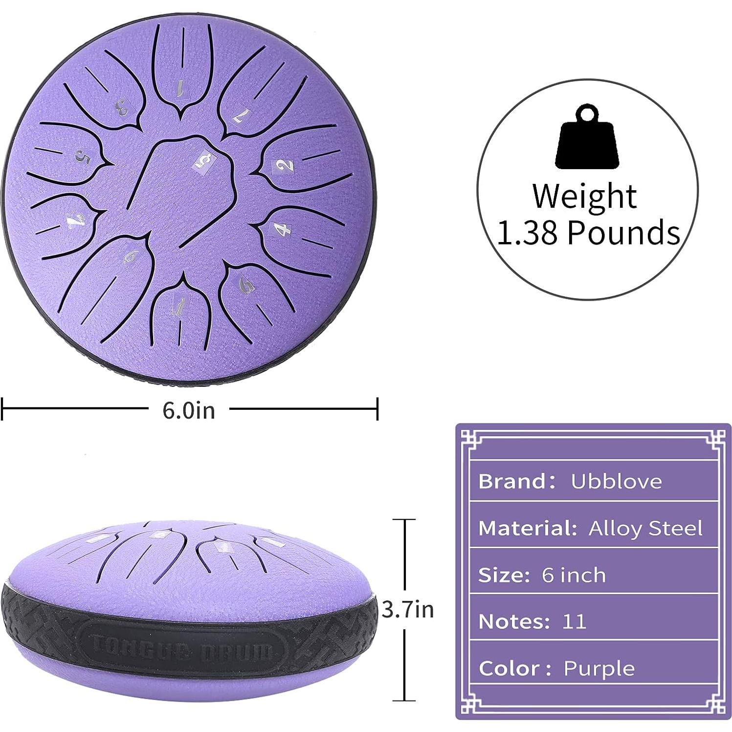 Tambor de Lengua de Acero Ubblove 11 Notas 15 cm Púrpura