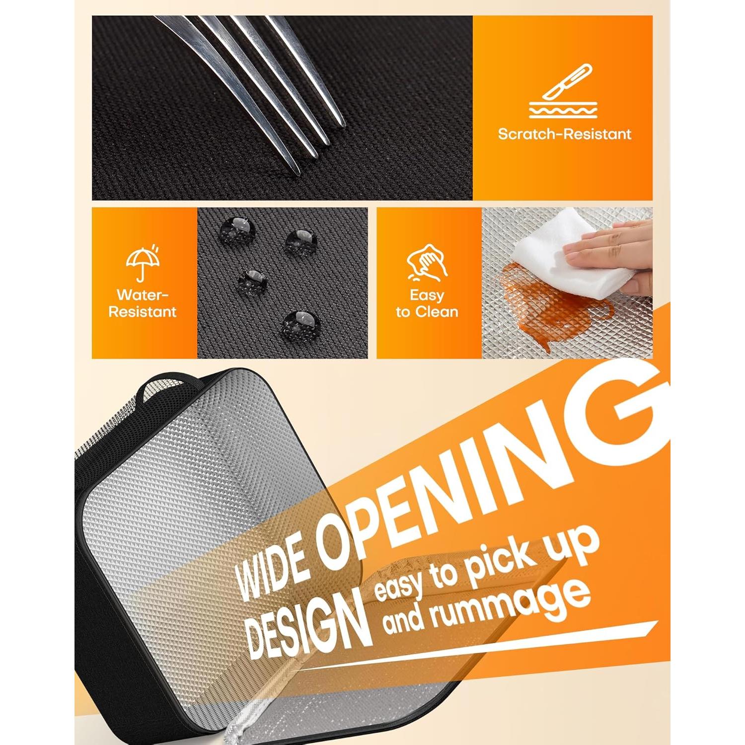 Bolsa de Almuerzo Aislada HOTOR Negra 7L 23x11x27cm