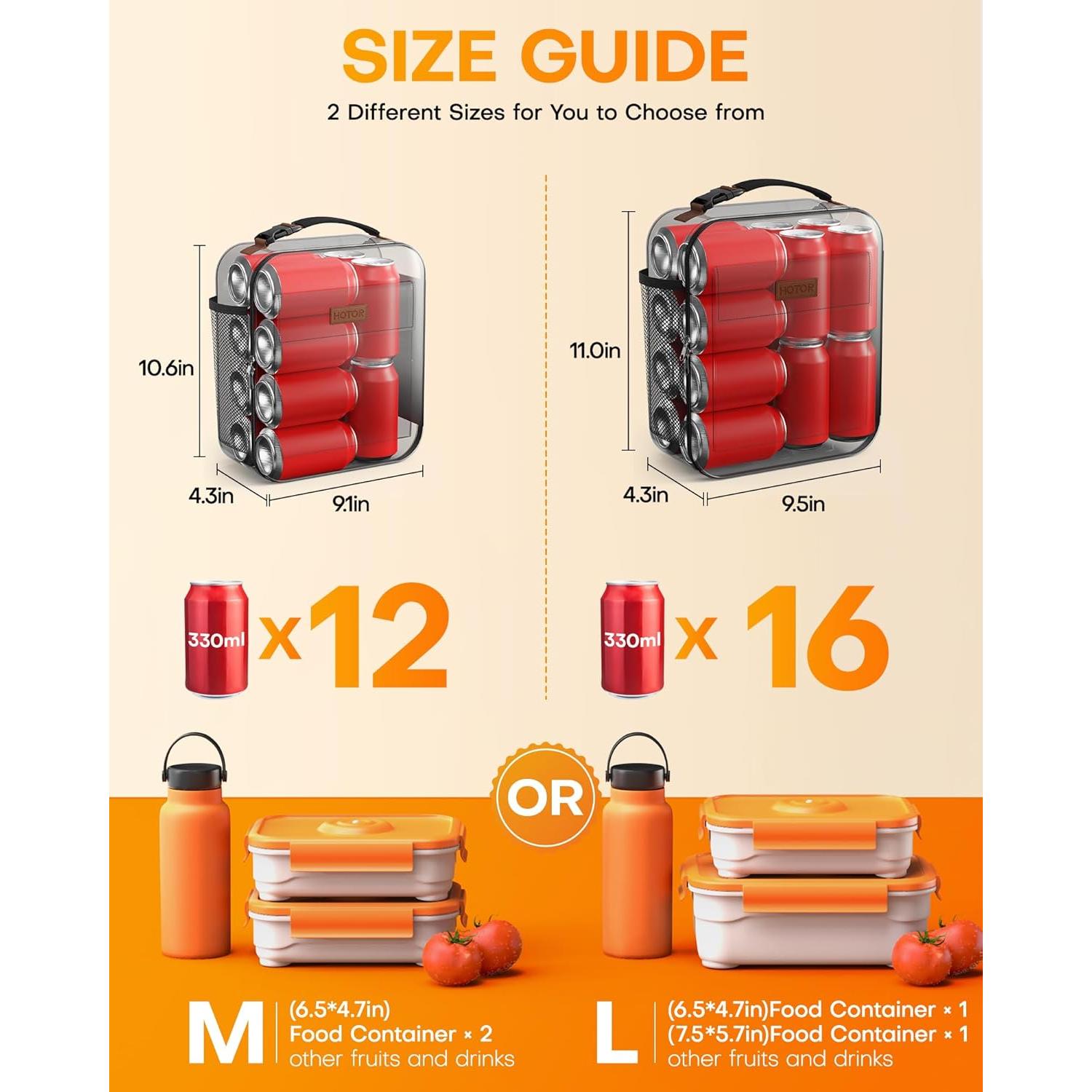 Bolsa de Almuerzo Aislada HOTOR Negra 7L 23x11x27cm