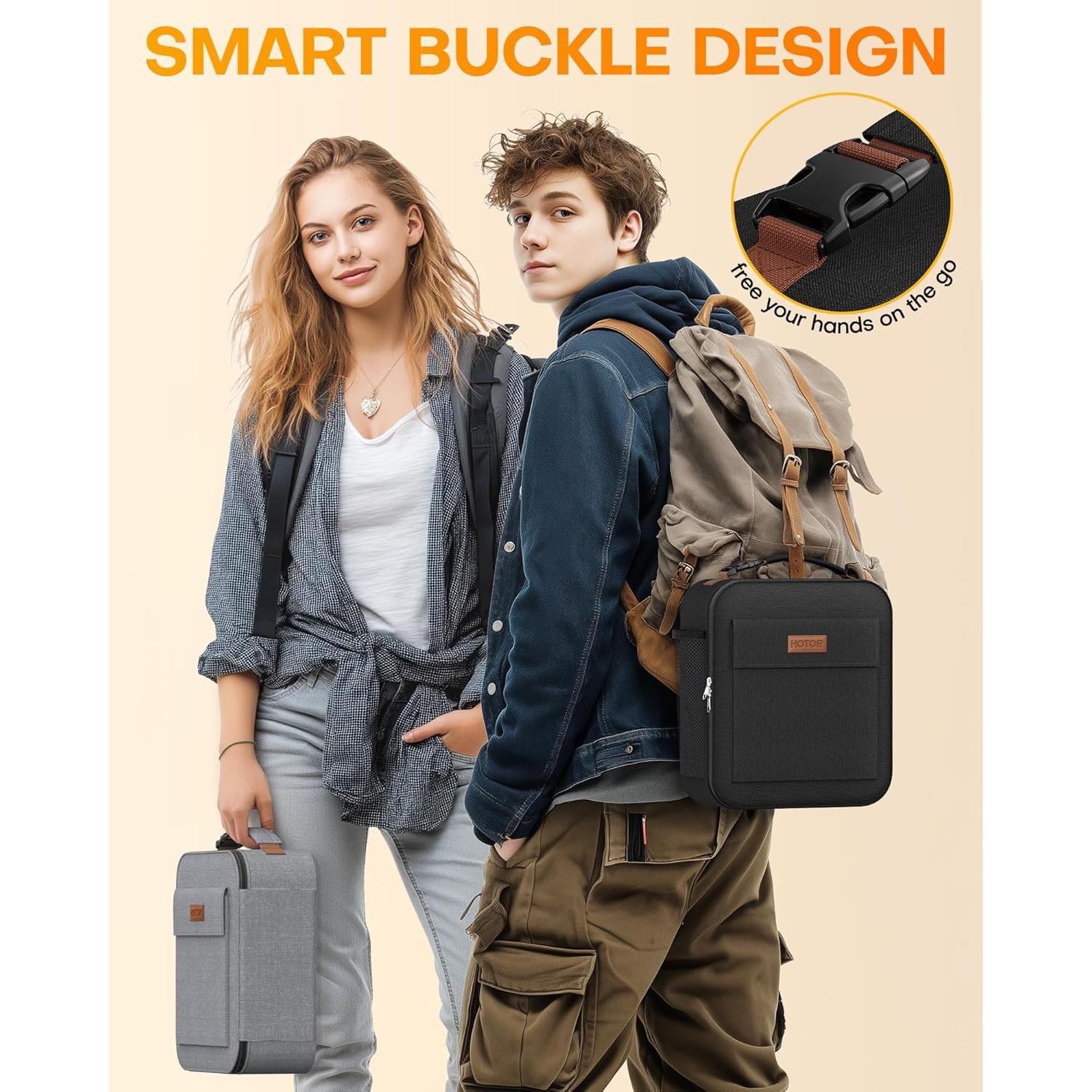 Bolsa de Almuerzo Aislada HOTOR Negra 7L 23x11x27cm