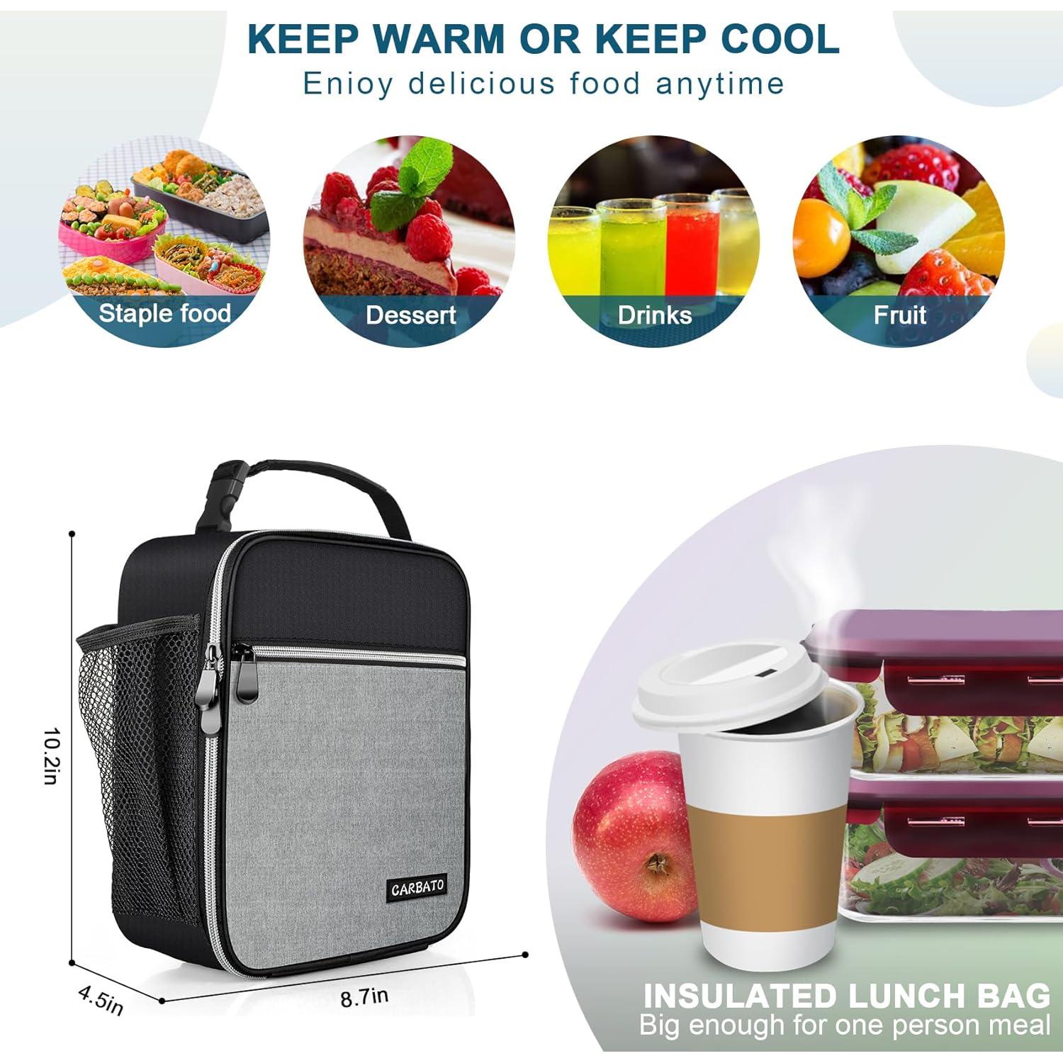 Bolsa de Almuerzo Térmica CARBATO 7L Negra y Gris Claro