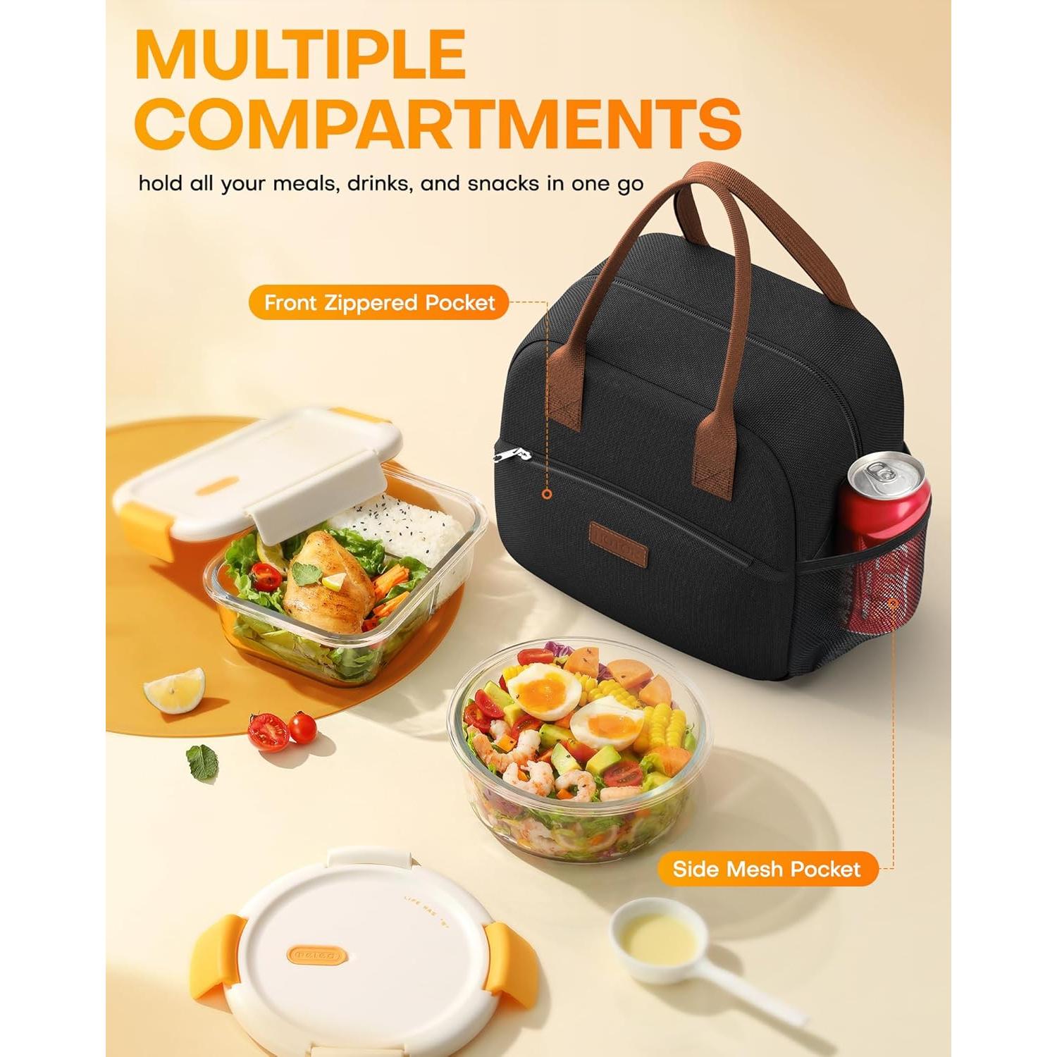 Bolsa de Almuerzo Aislada HOTOR 10L Negra - Resistente y Multifuncional