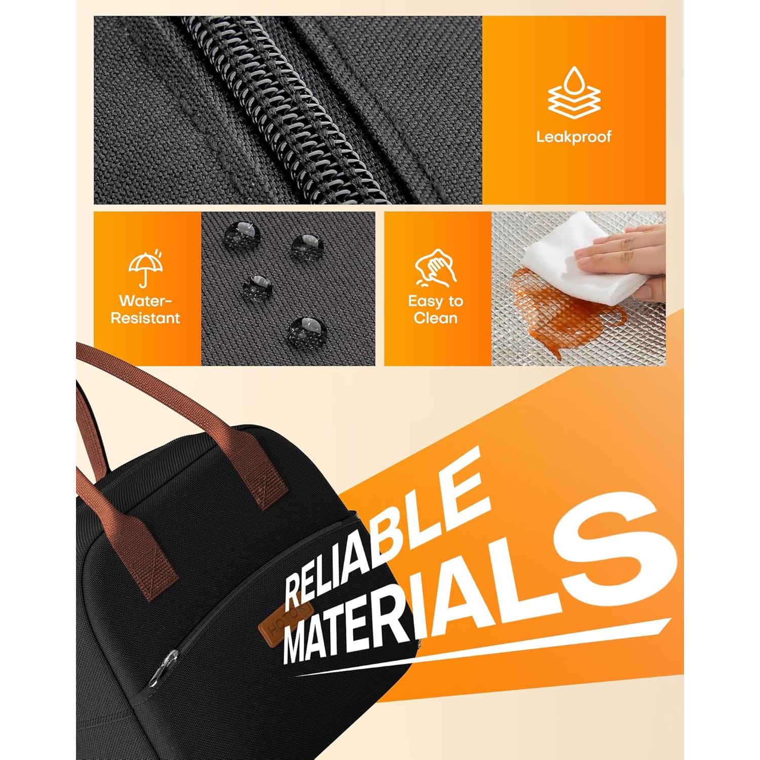 Bolsa de Almuerzo Aislada HOTOR 10L Negra - Resistente y Multifuncional