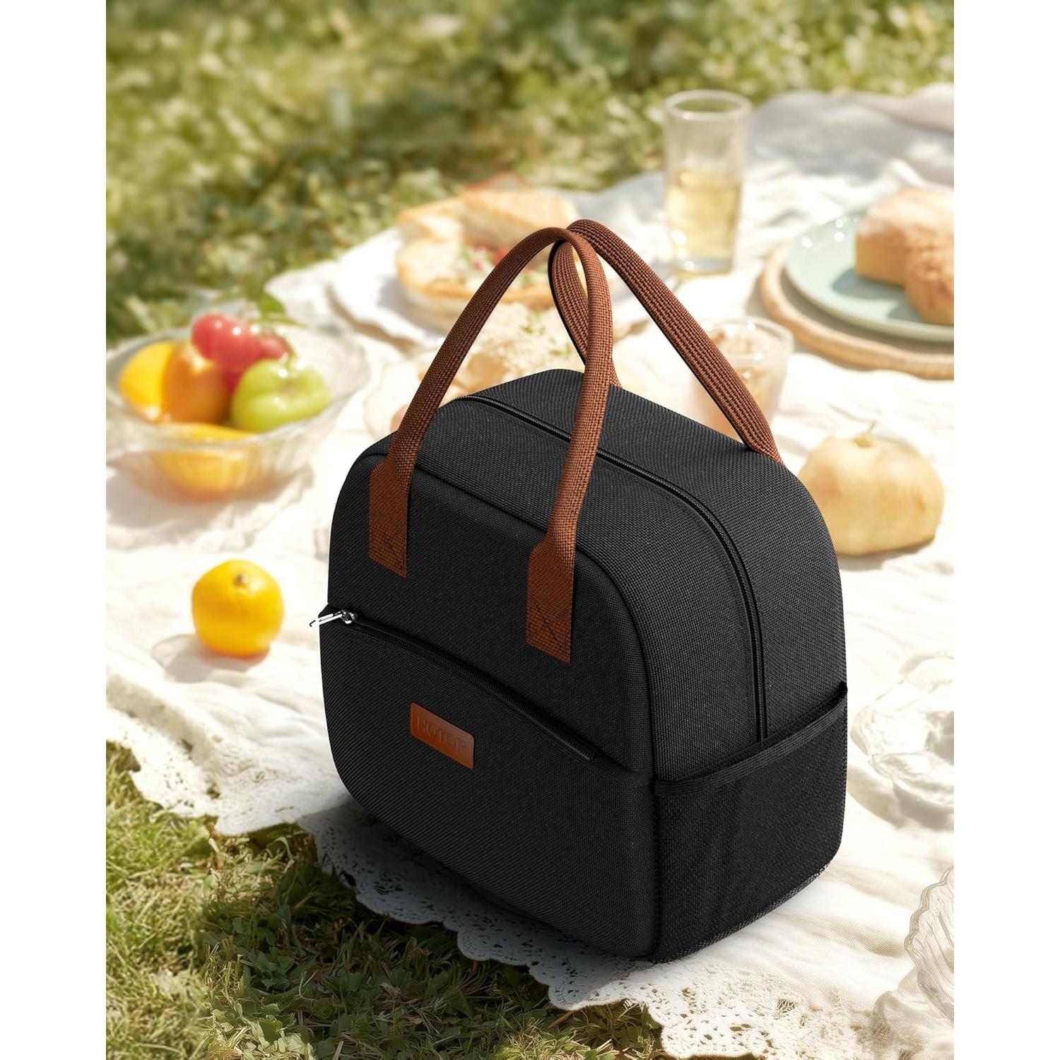 Bolsa de Almuerzo Aislada HOTOR 10L Negra - Resistente y Multifuncional