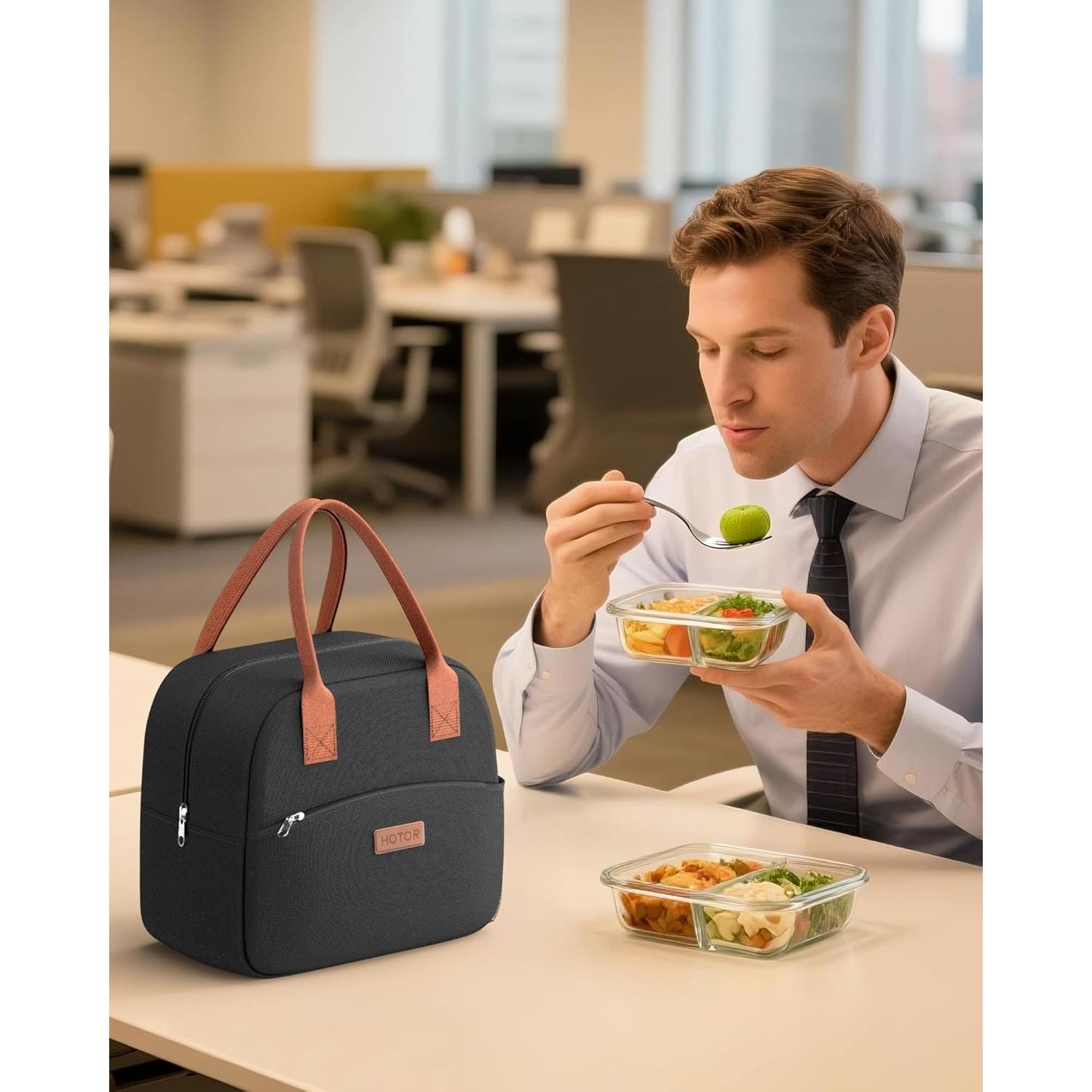 Bolsa de Almuerzo Aislada HOTOR 10L Negra - Resistente y Multifuncional