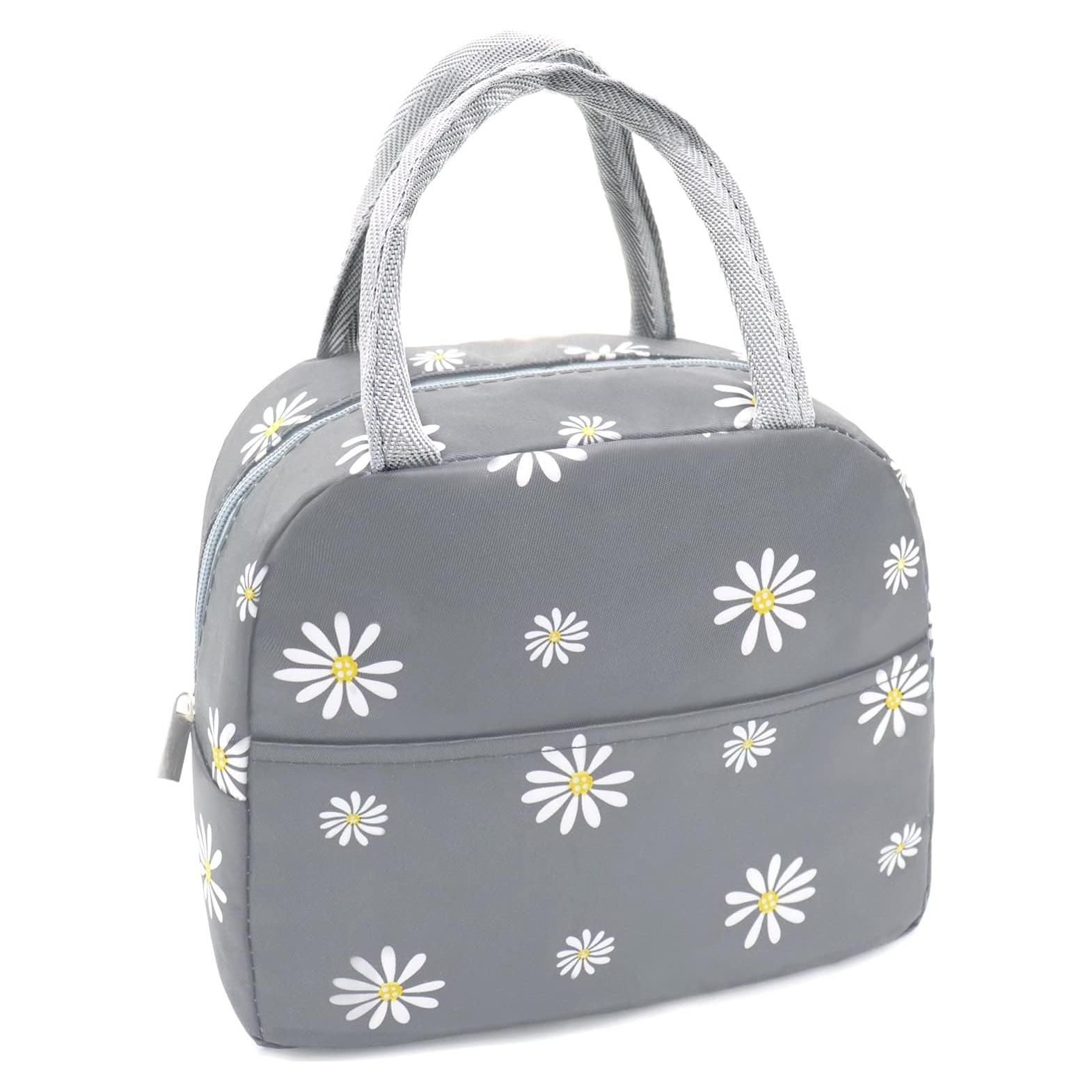 Bolsa de Almuerzo Aislada Sonuimy Gris Floral 22.86x15.24x20.07 cm