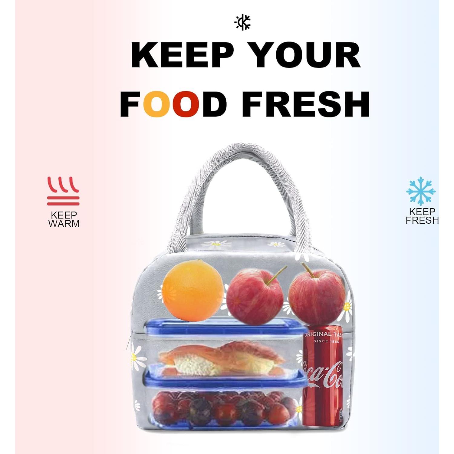 Bolsa de Almuerzo Aislada Sonuimy Gris Floral 22.86x15.24x20.07 cm