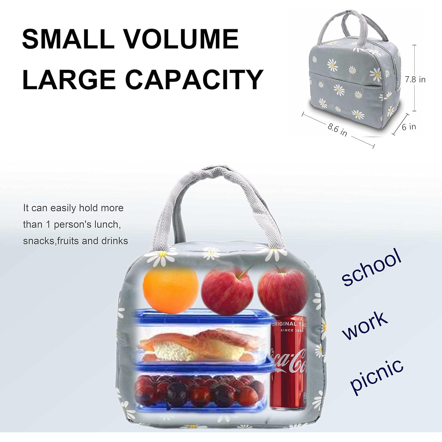 Bolsa de Almuerzo Aislada Sonuimy Gris Floral 22.86x15.24x20.07 cm