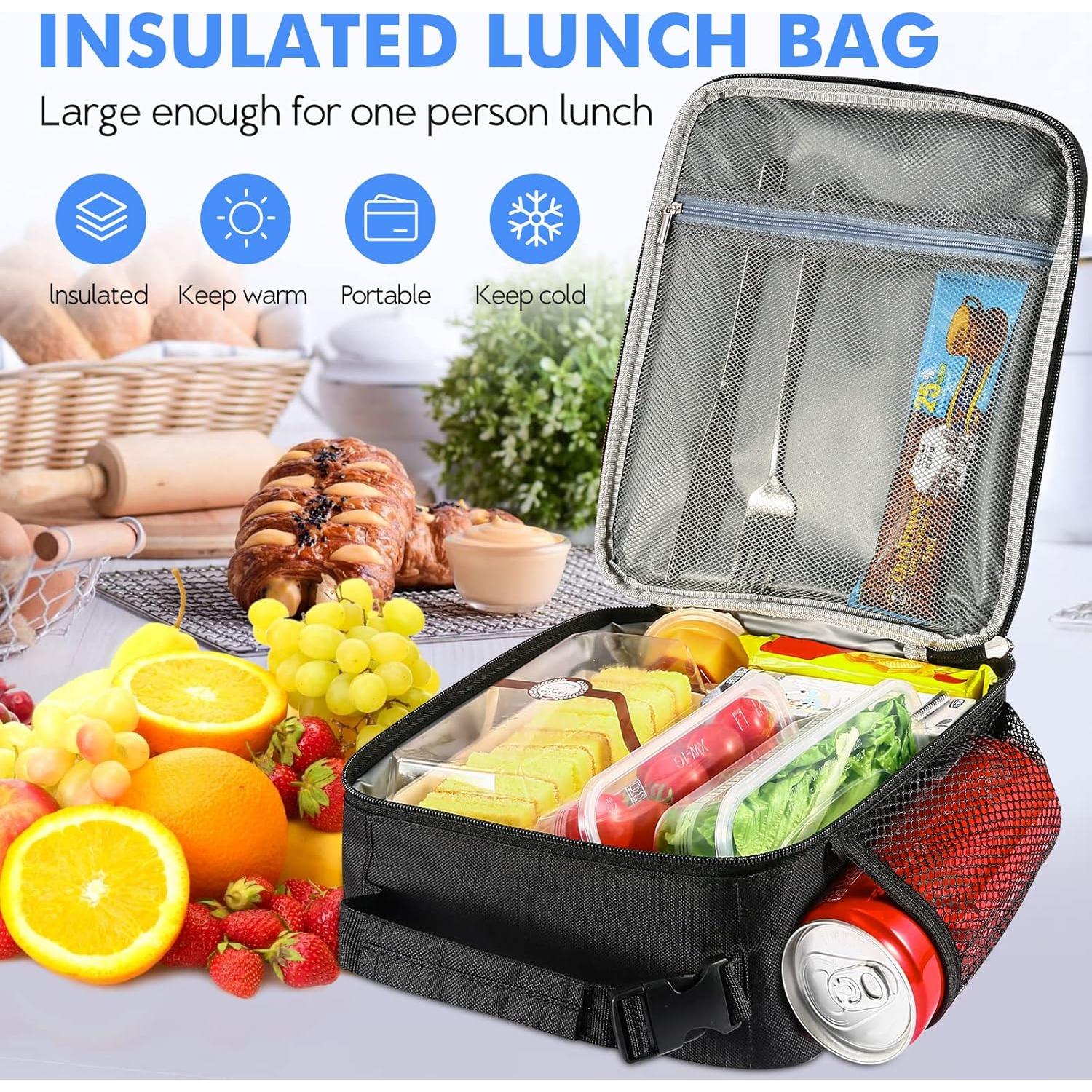 Bolsa de Almuerzo Aislada BNKANG Negra Compacta 22x11x26cm