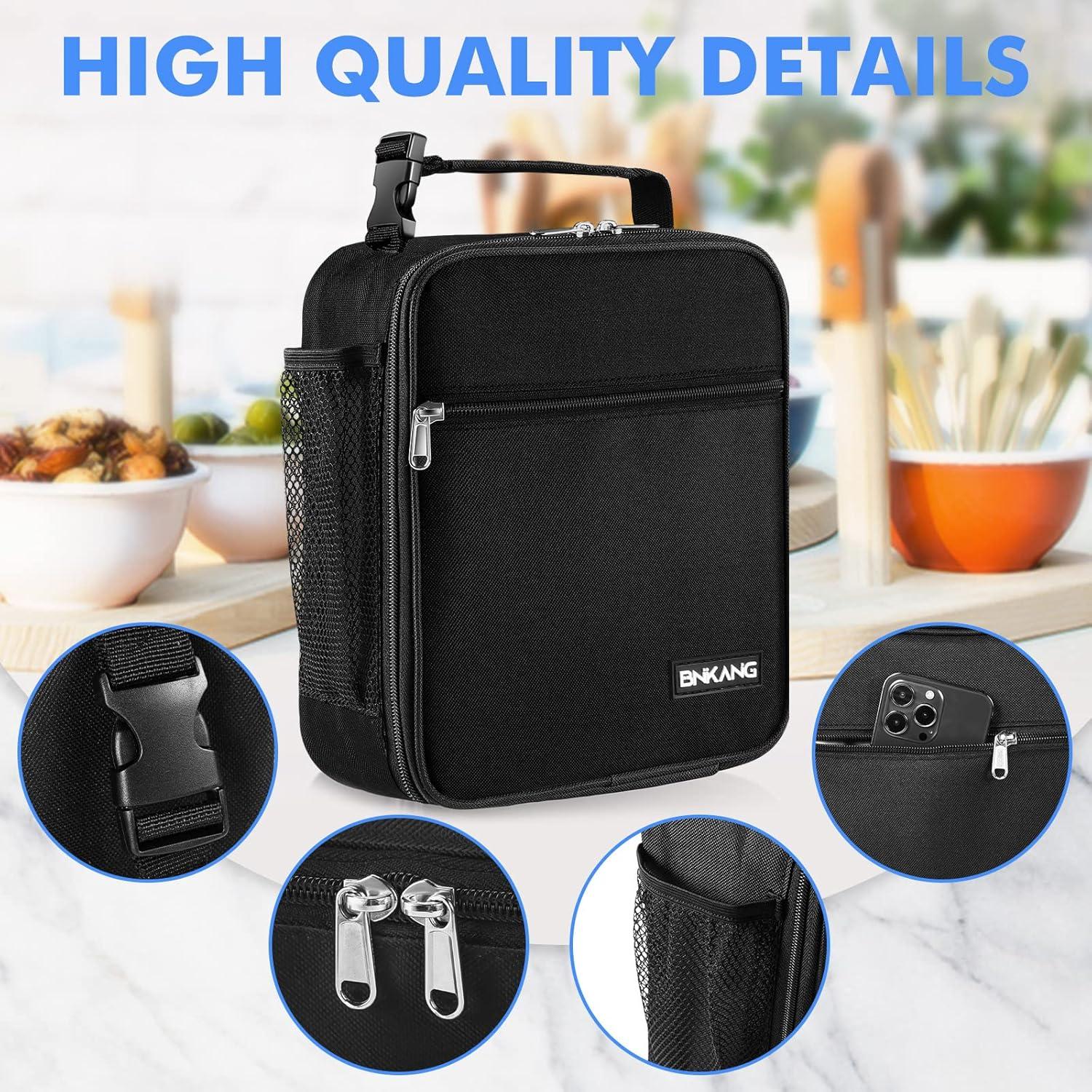 Bolsa de Almuerzo Aislada BNKANG Negra Compacta 22x11x26cm