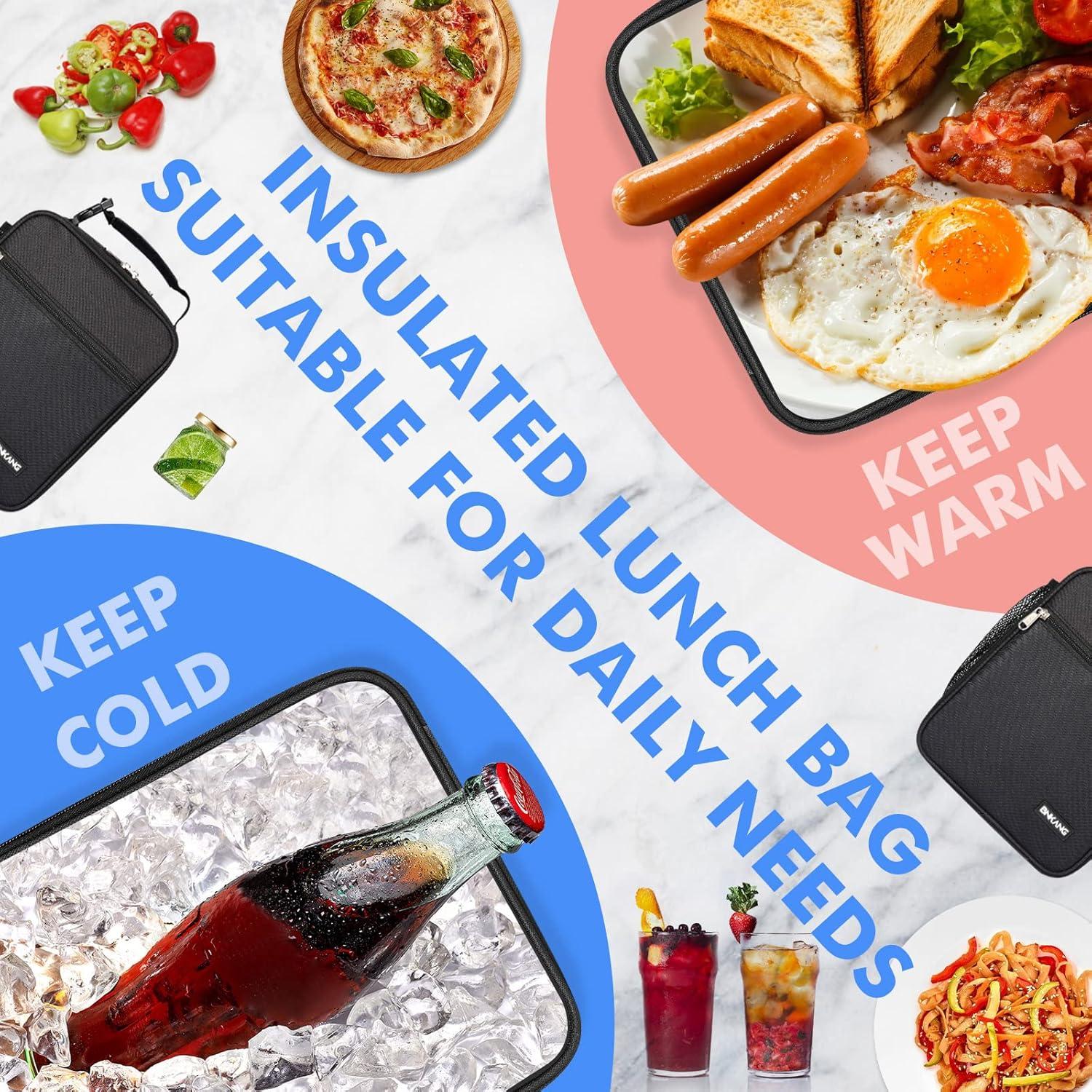 Bolsa de Almuerzo Aislada BNKANG Negra Compacta 22x11x26cm