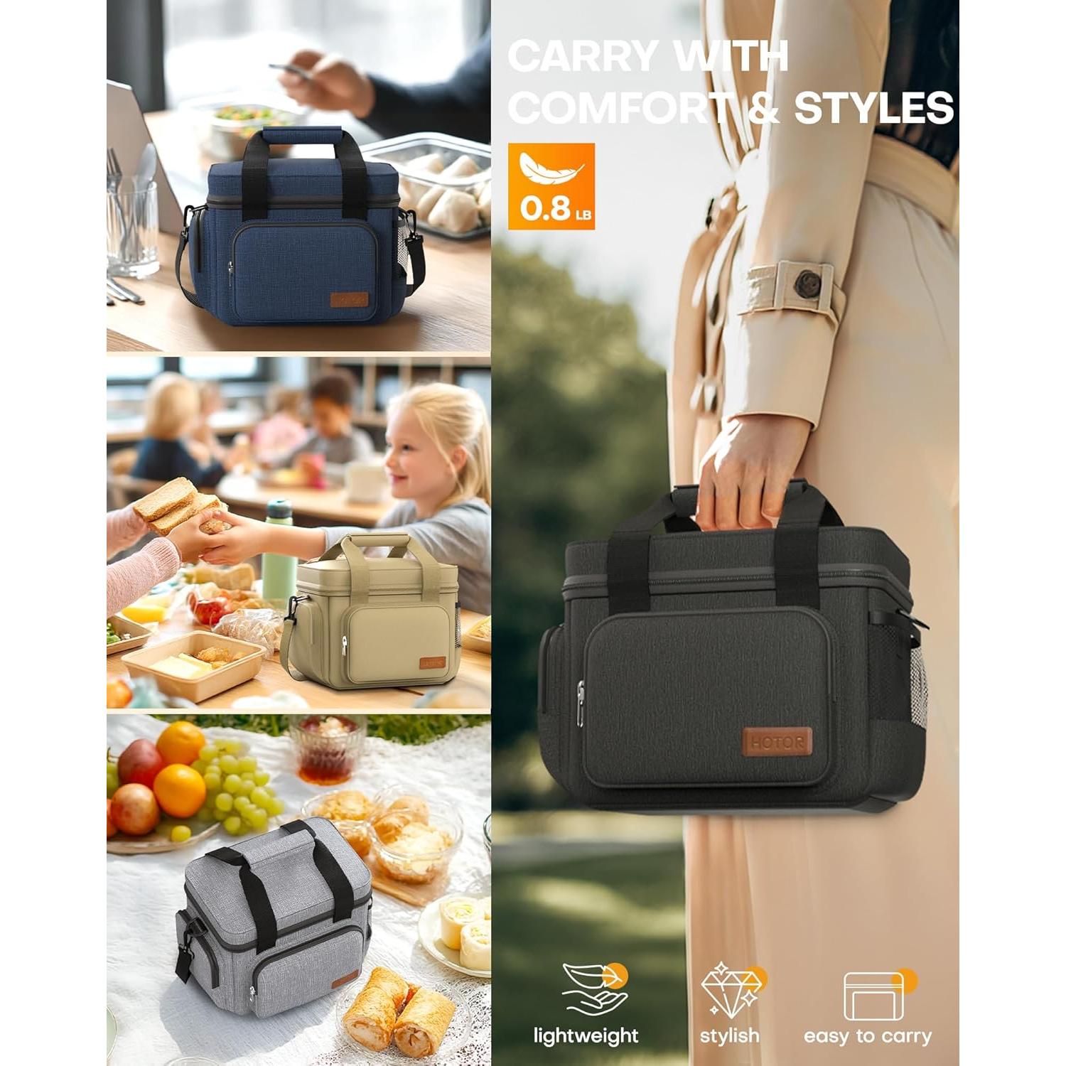 Caja de Almuerzo Térmica HOTOR 8L Negra A Prueba de Fugas