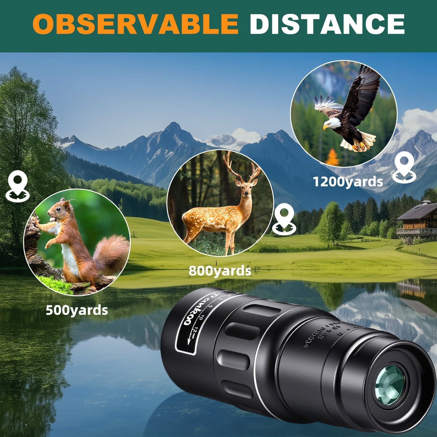 Telescopio Monocular Pankoo 16x52 HD Compacto para Aves