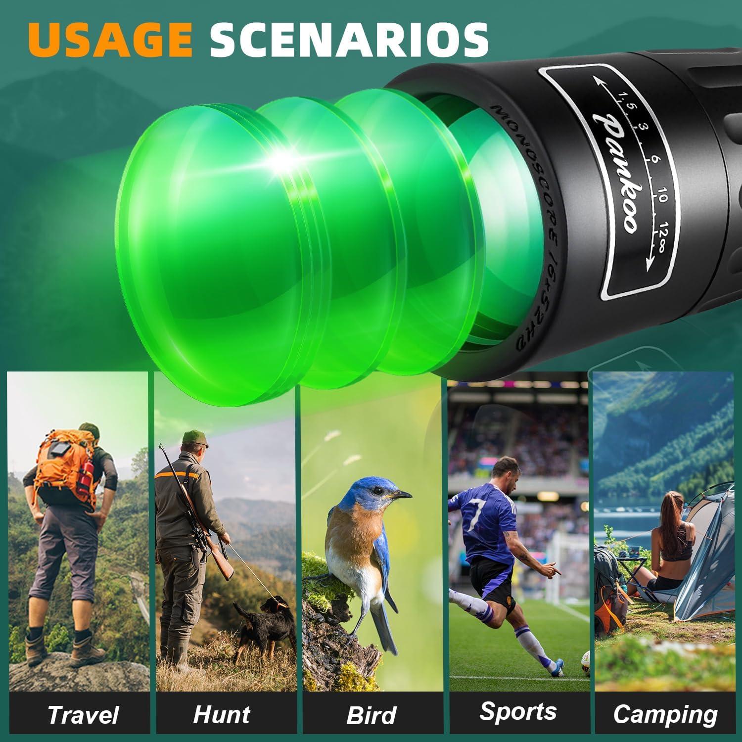 Telescopio Monocular Pankoo 16x52 HD Compacto para Aves