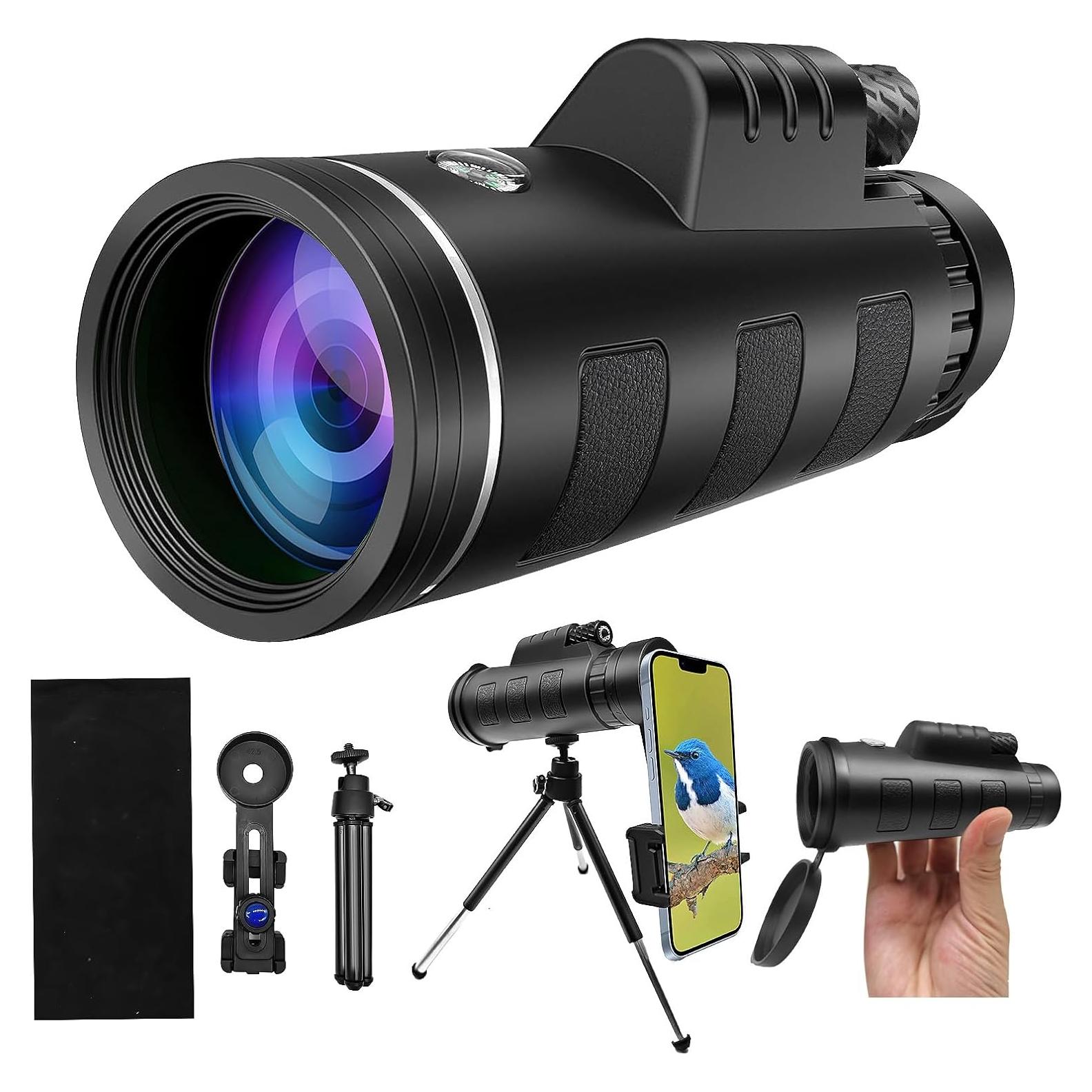 Monocular SJYuan 12x50 HD con Adaptador para Smartphone